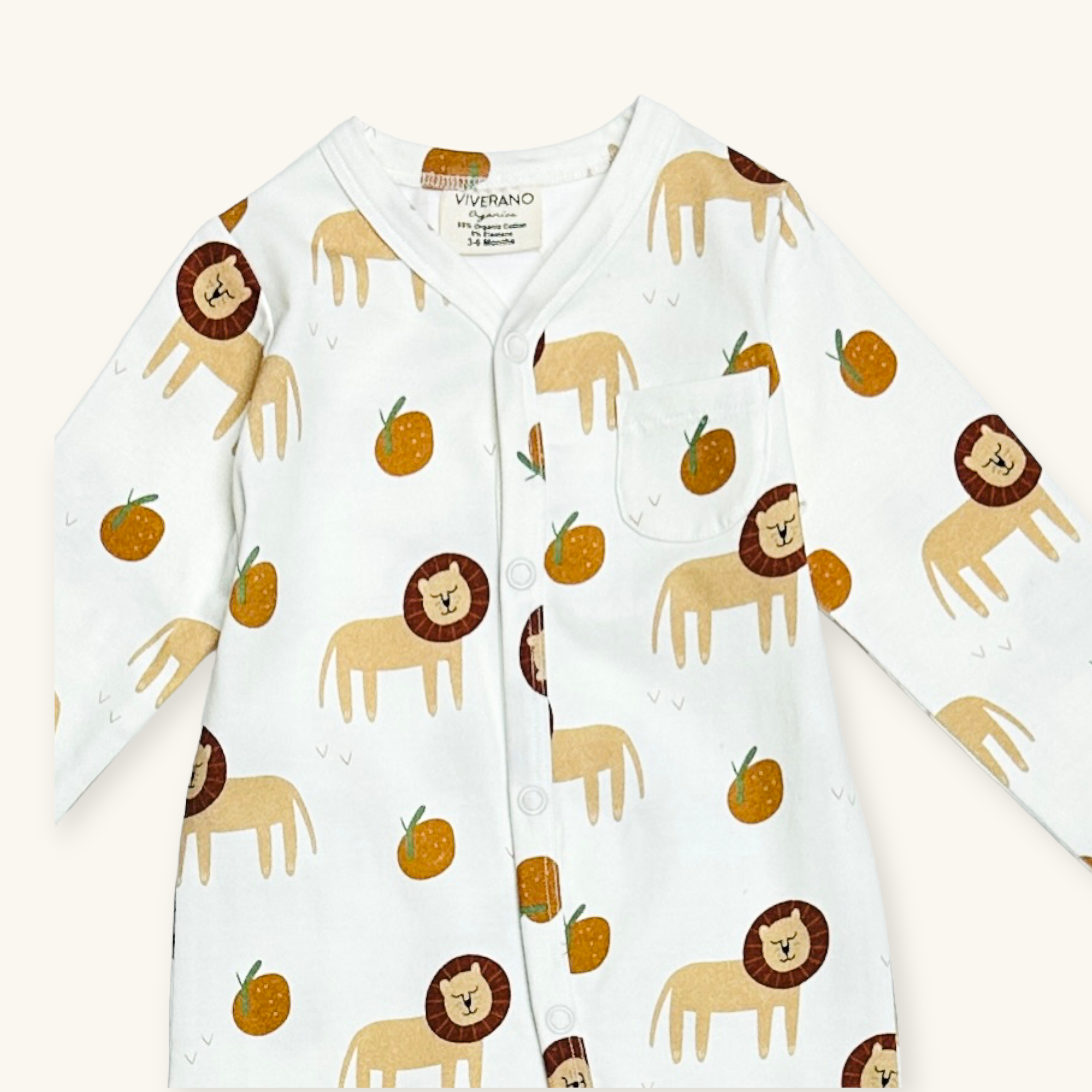 Lion Zipper Jumpsuit Baby Romper (Organic Jersey) by Viverano
