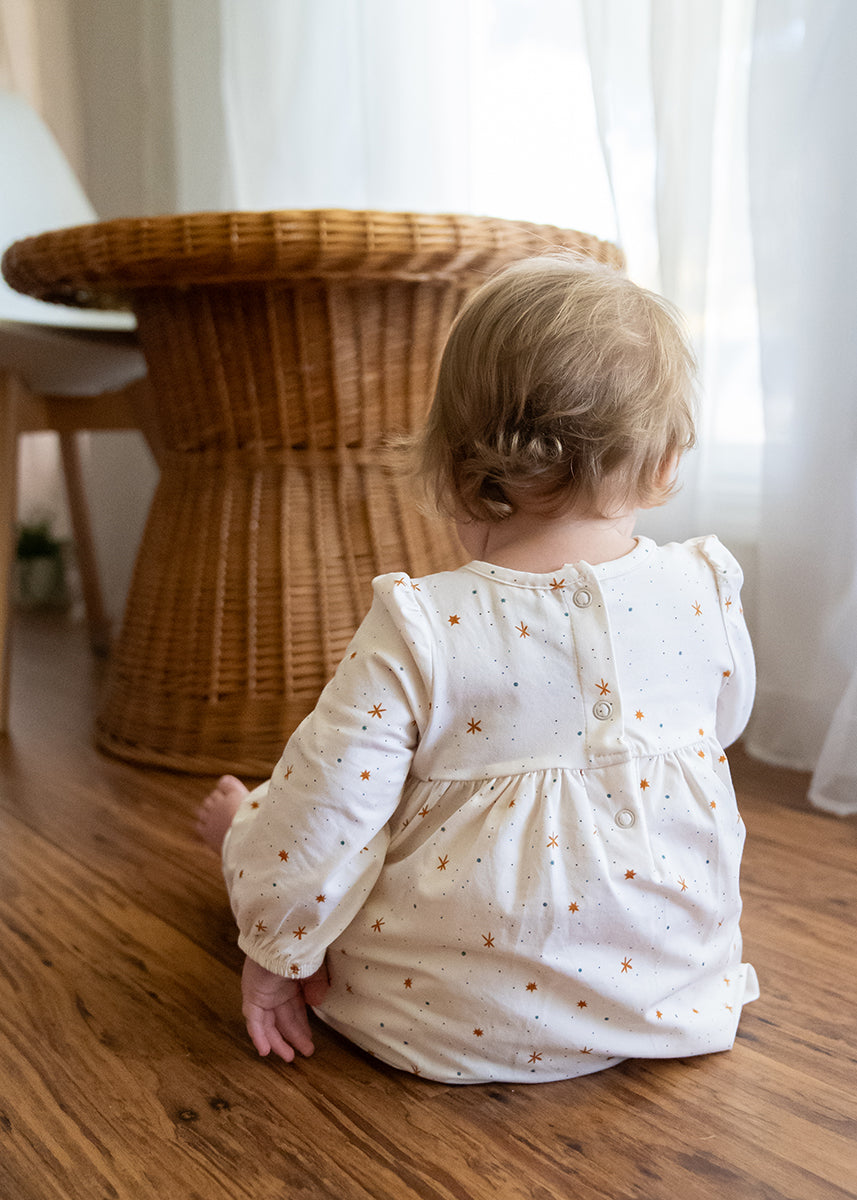 Stars Flare Baby Girl Dress + Bloomer SET (Organic Jersey) by Viverano