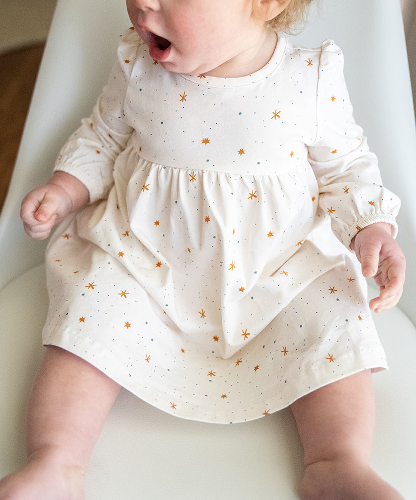 Stars Flare Baby Girl Dress + Bloomer SET (Organic Jersey) by Viverano