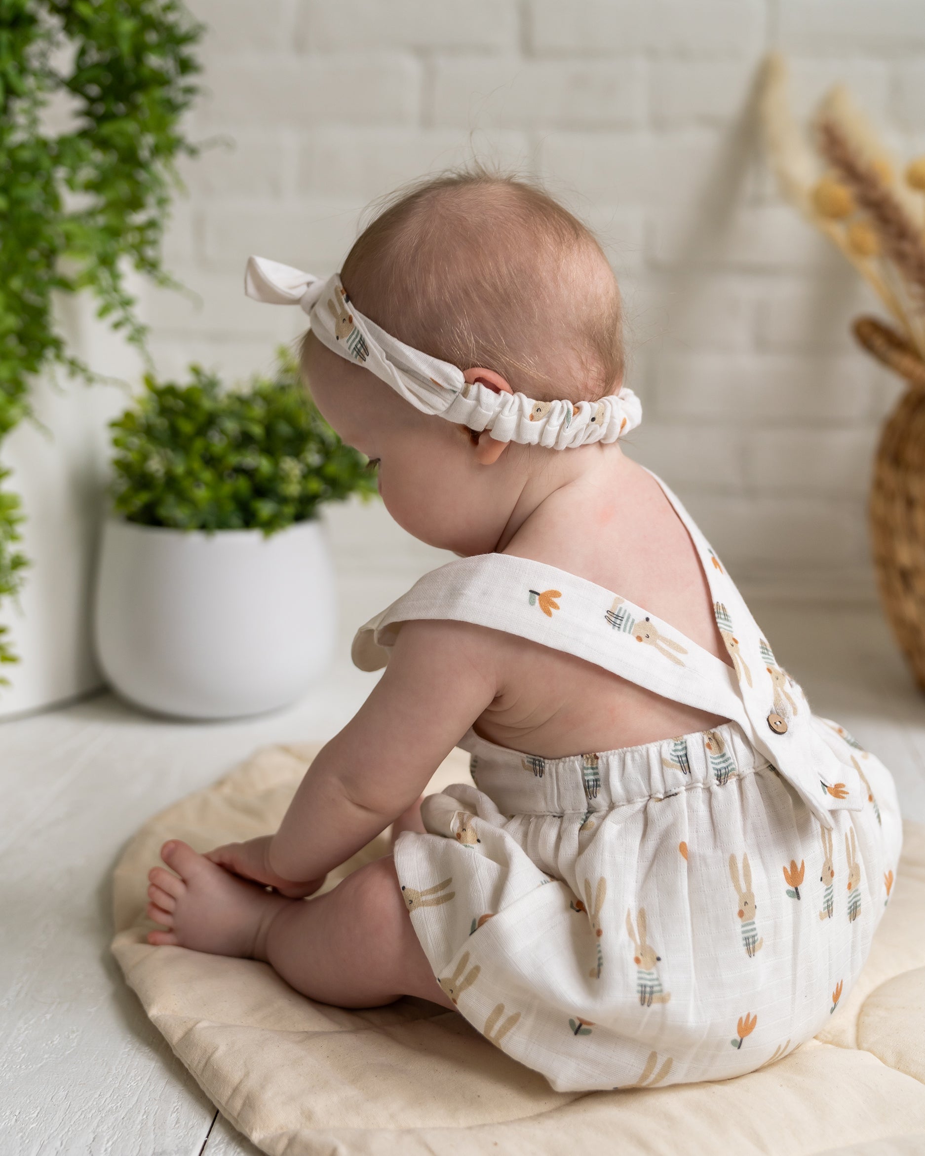 Bunny Peter Pan Bubble Baby Romper (Organic Muslin)