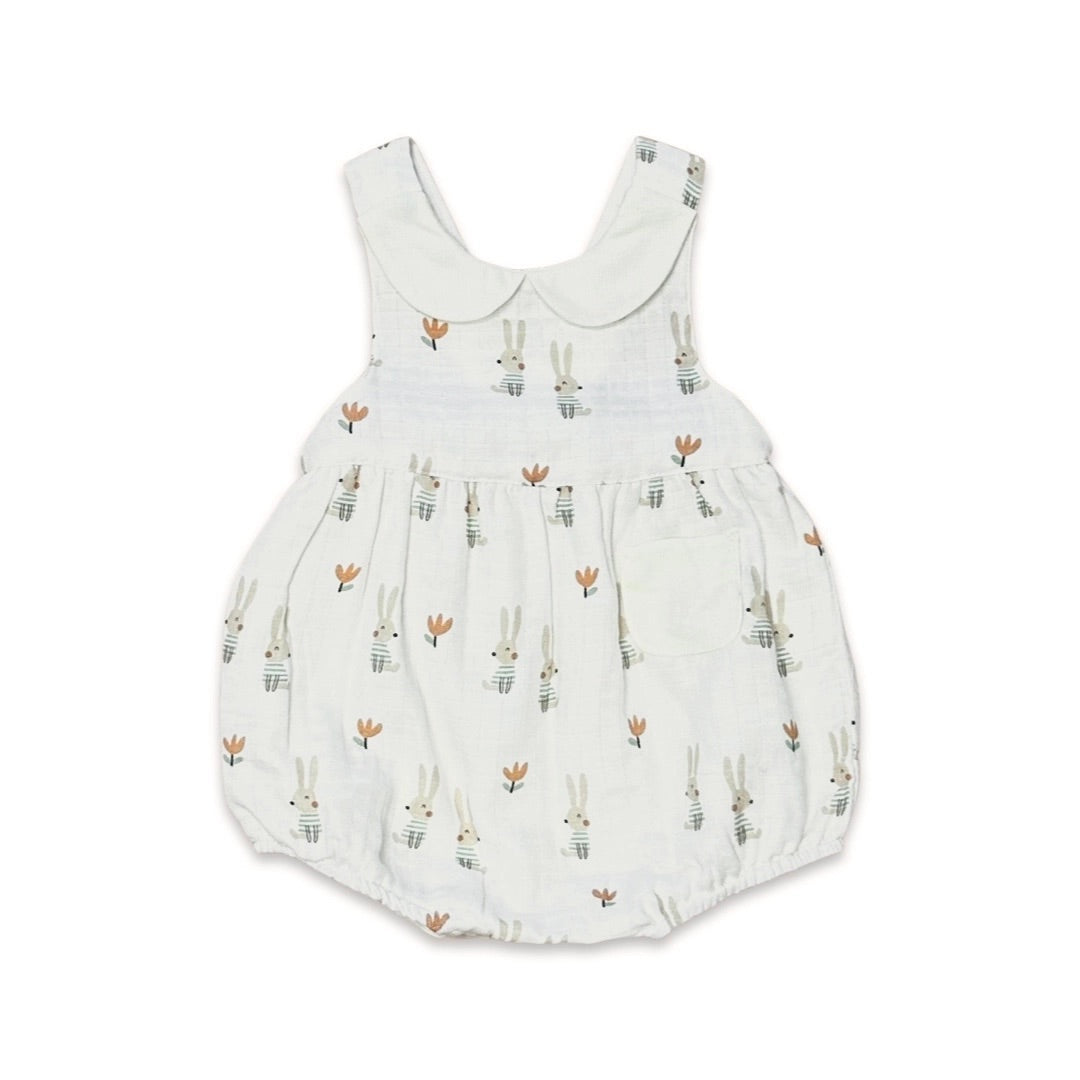 Bunny Peter Pan Bubble Baby Romper (Organic Muslin)