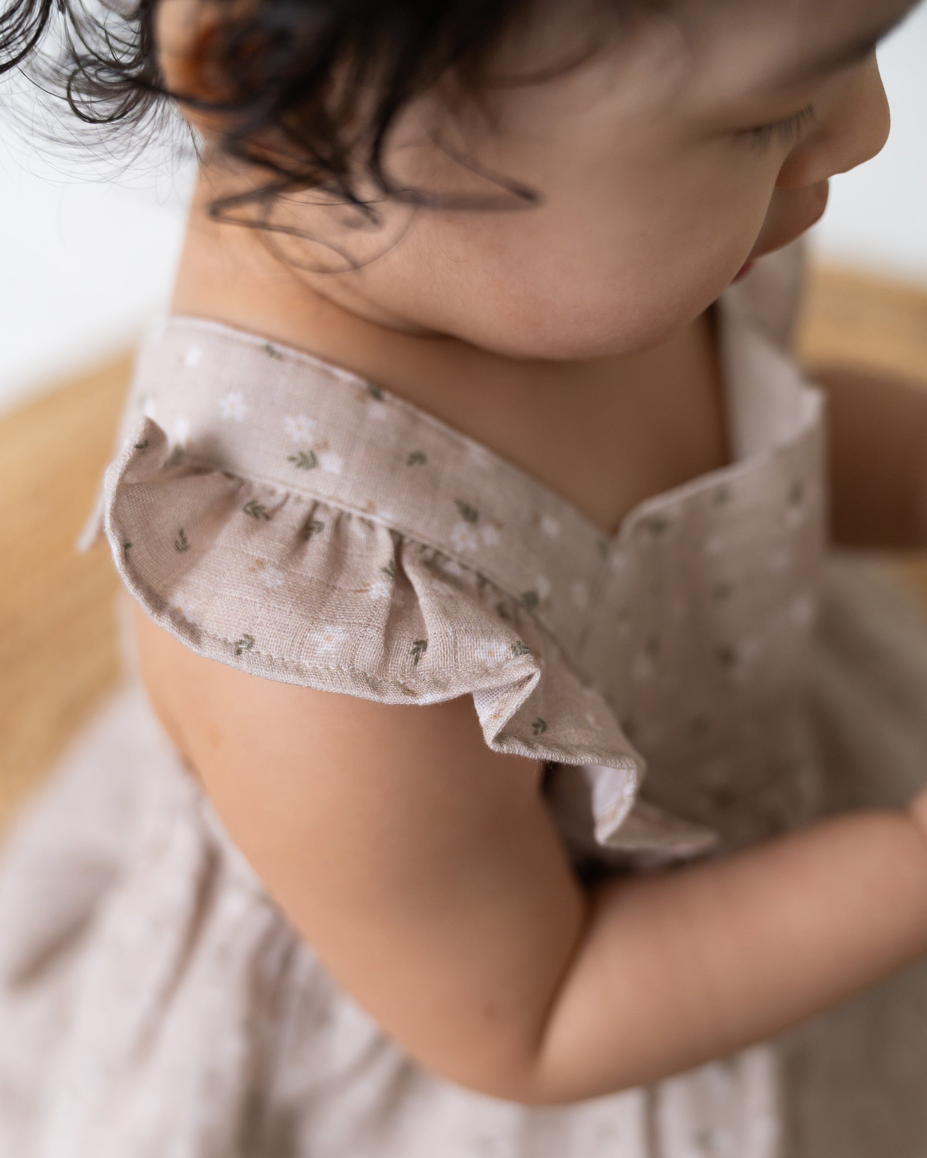Ditsy Floral Ruffle Cross Back Flare Baby Dress+Bloomer (Organic Muslin)
