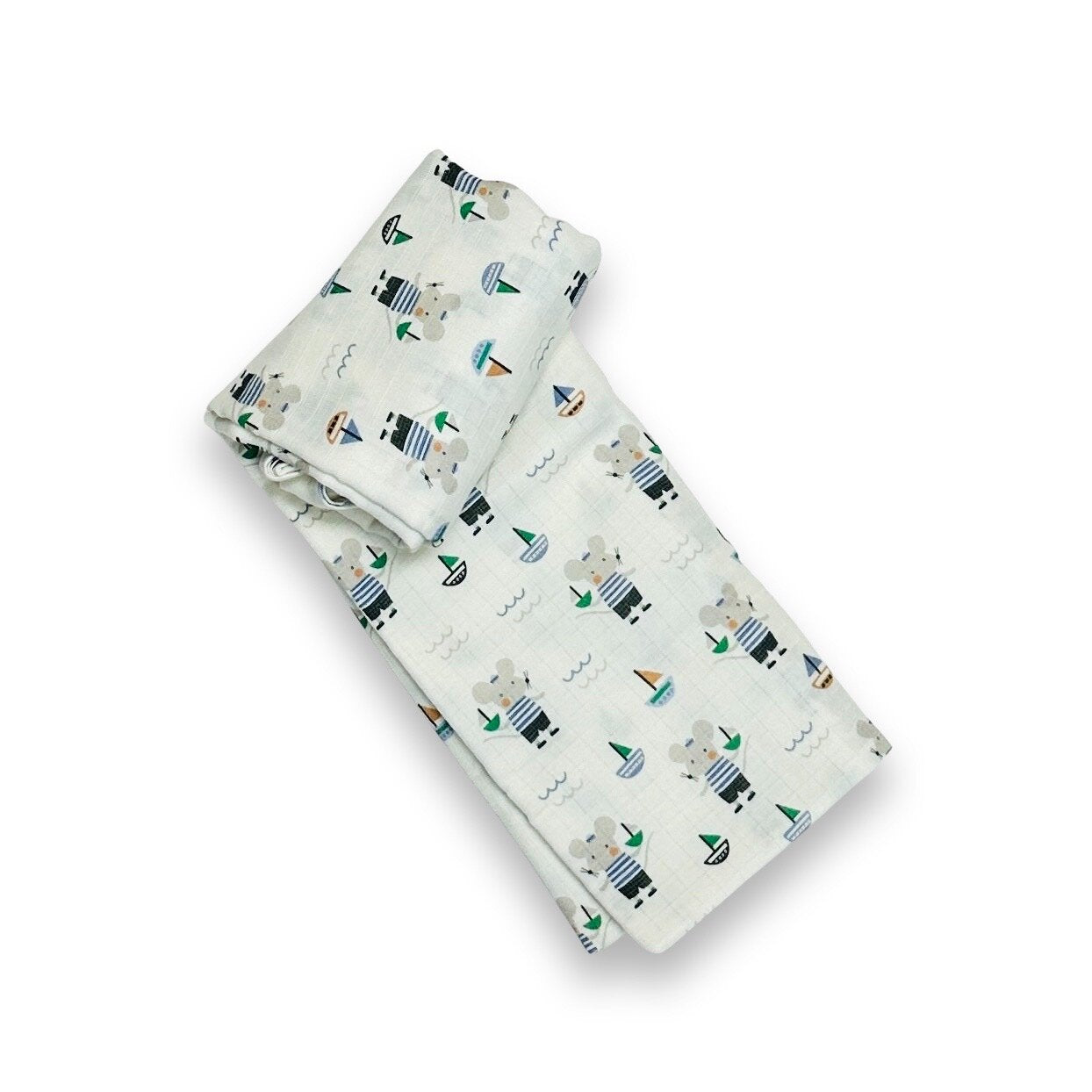 Mouse Sailor Muslin Swaddle Baby Blanket (Organic Cotton)