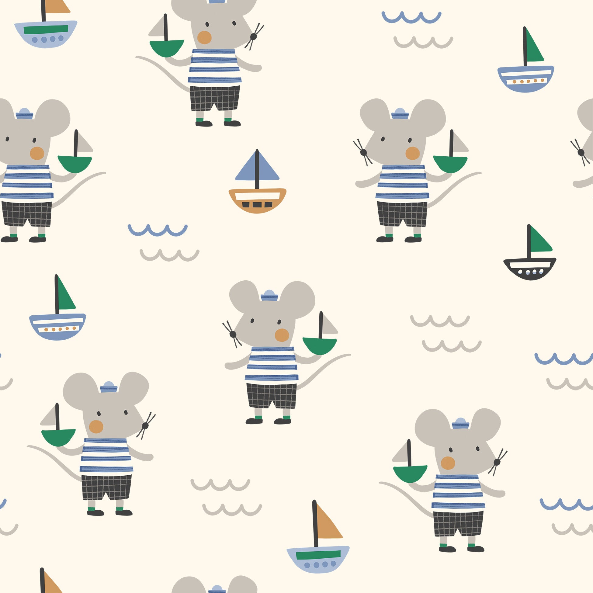 Mouse Sailor Hooded Baby Bathrobe (Organic Cotton)