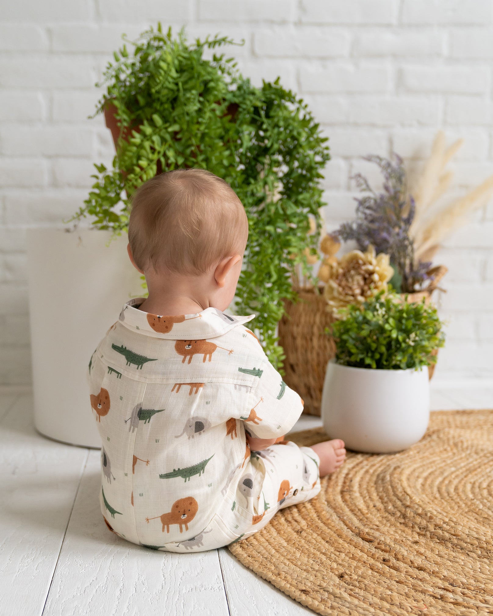 Savannah Collar & Button Baby Playsuit Romper (Organic Muslin)