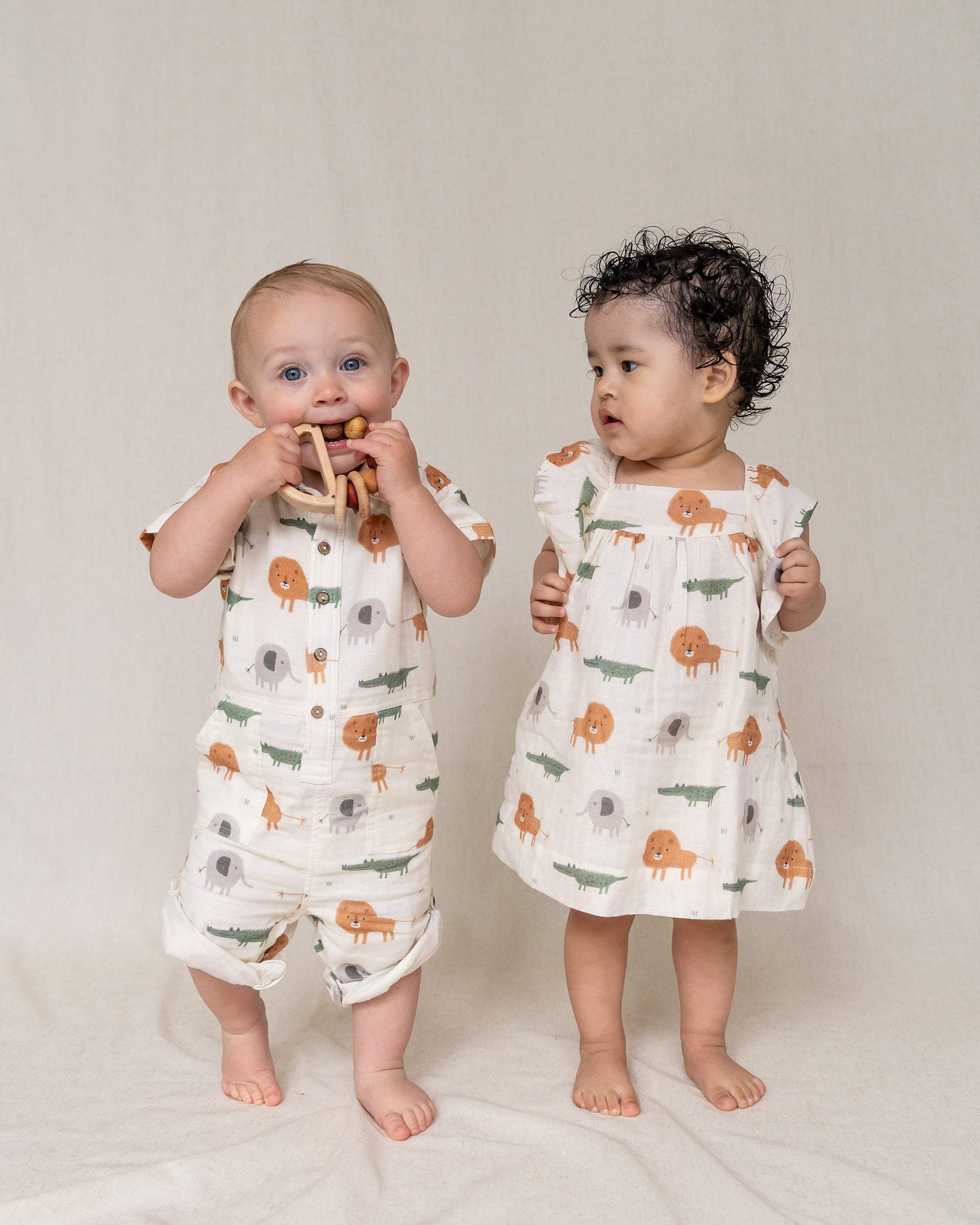Savannah Collar & Button Baby Playsuit Romper (Organic Muslin)