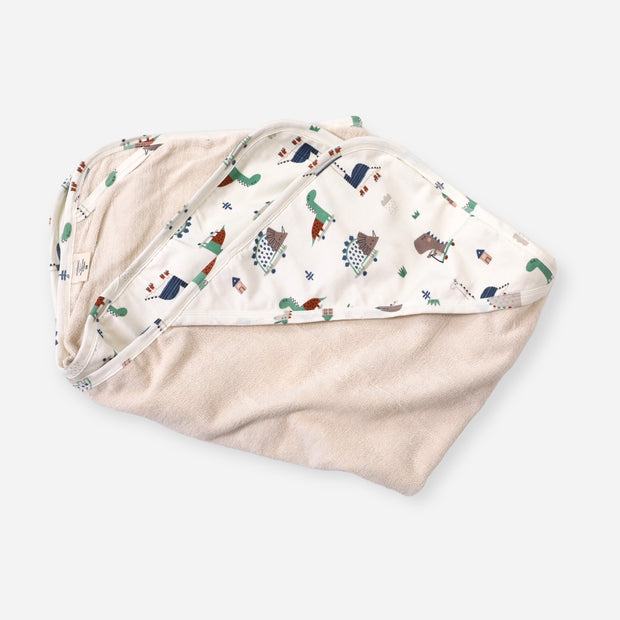 Skater Dino Reversible Baby Hooded Towel (Organic Cotton)