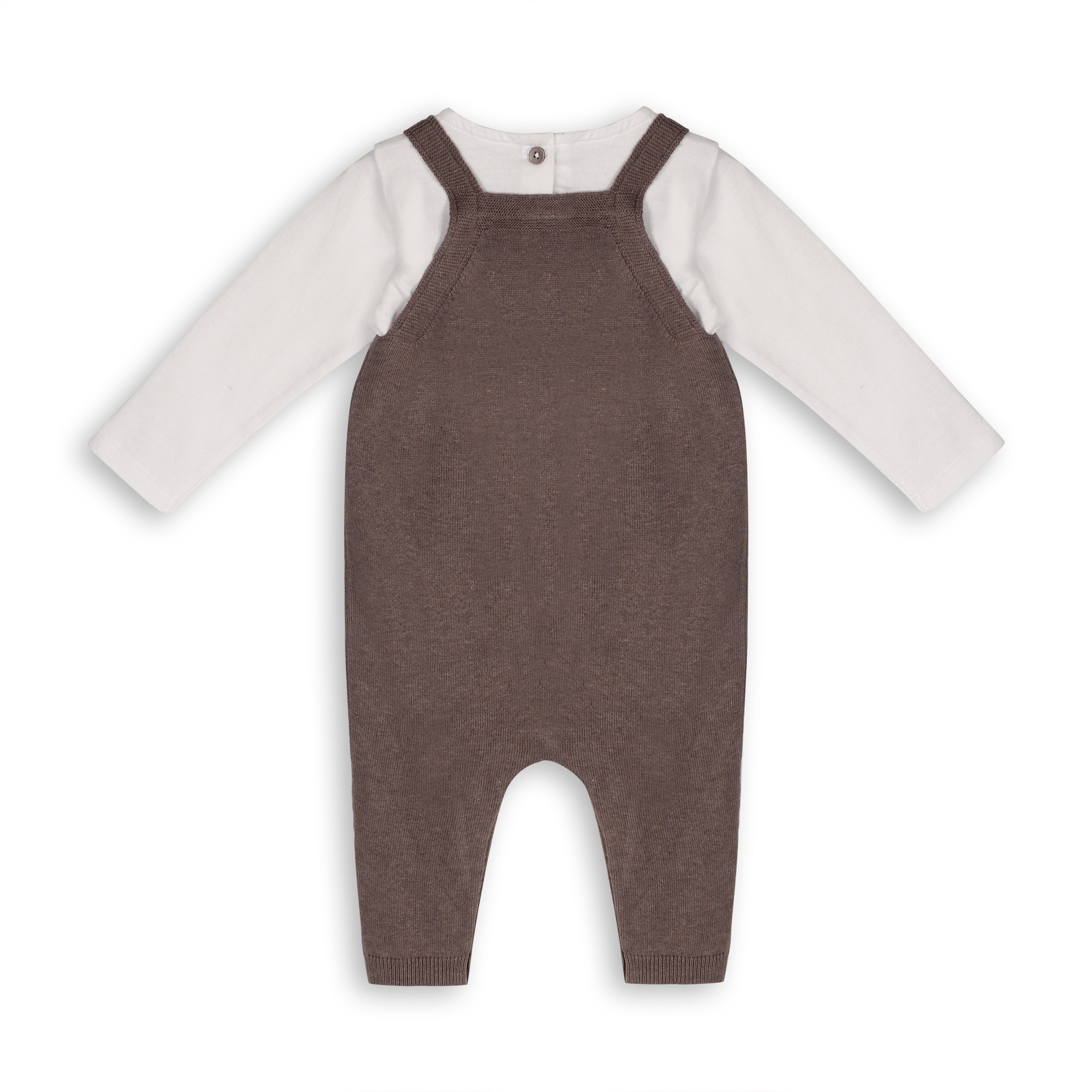 Bear Embroidered Sweater Knit Baby Overall & Bodysuit Set (Organic Cotton)