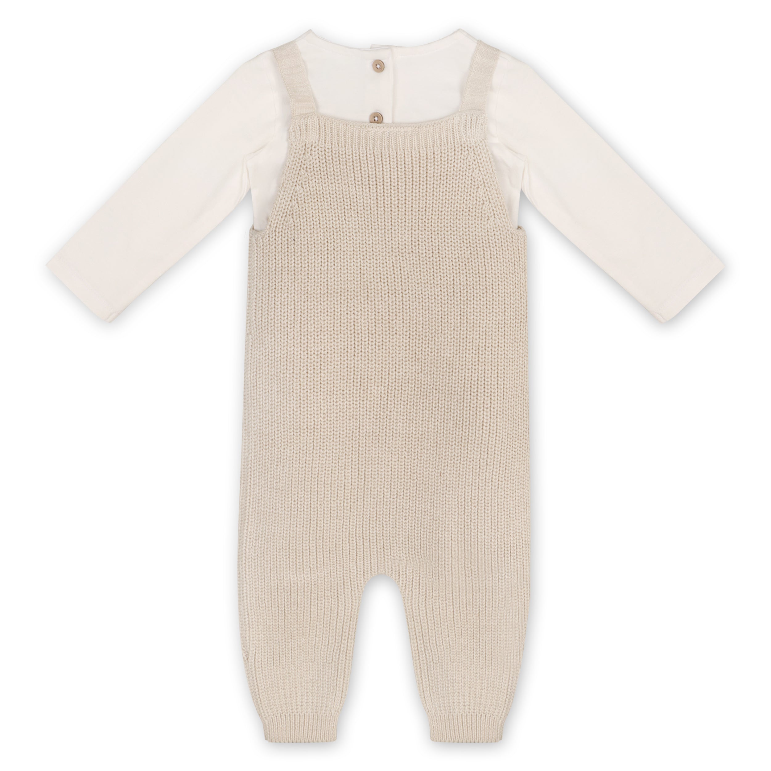 Joy Embroidered Chunky Sweater Knit Baby Overall & Bodysuit Set