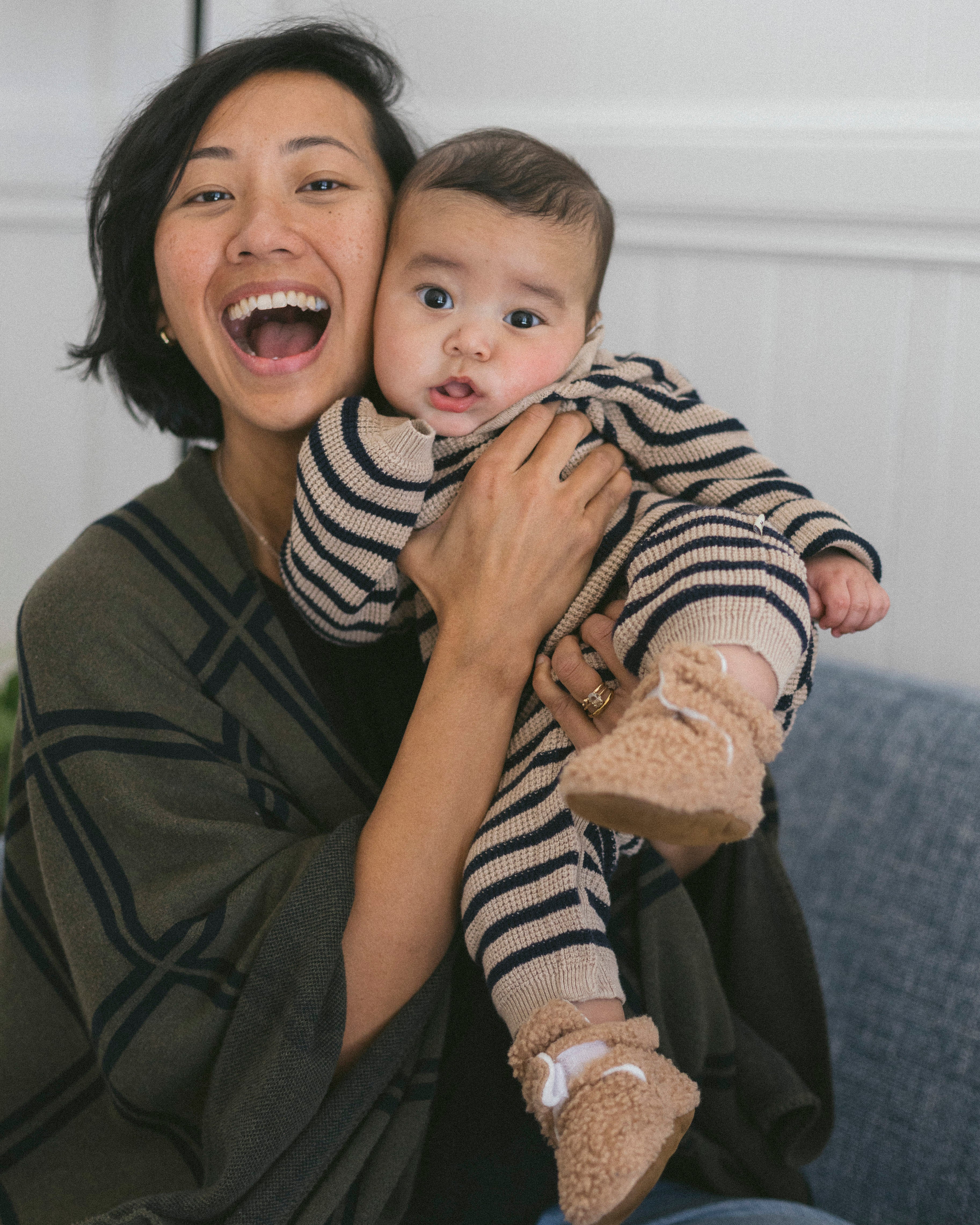 Navy Stripe Chunky Sweater Knit Baby Jumpsuit (Organic Cotton)