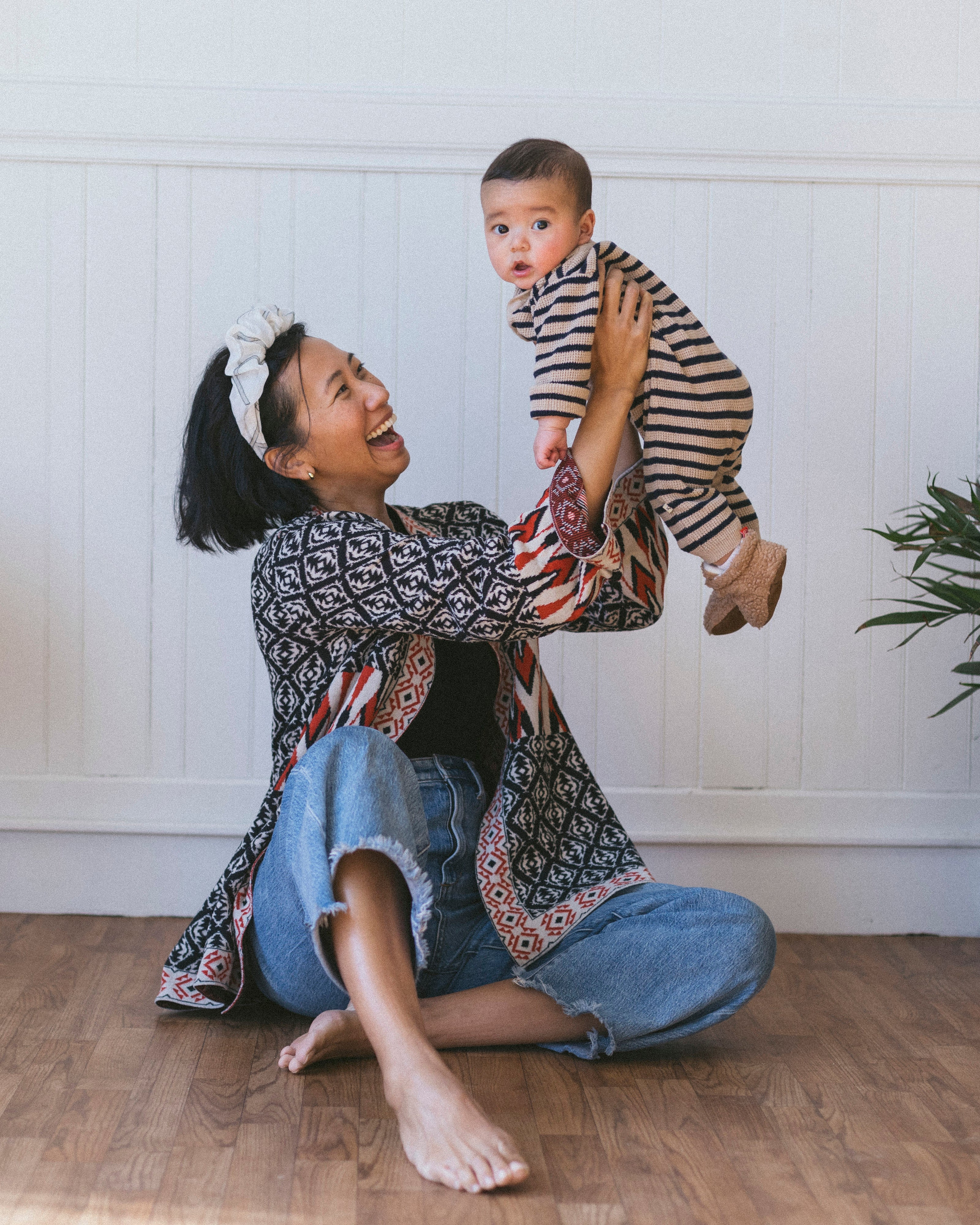 Navy Stripe Chunky Sweater Knit Baby Jumpsuit (Organic Cotton)