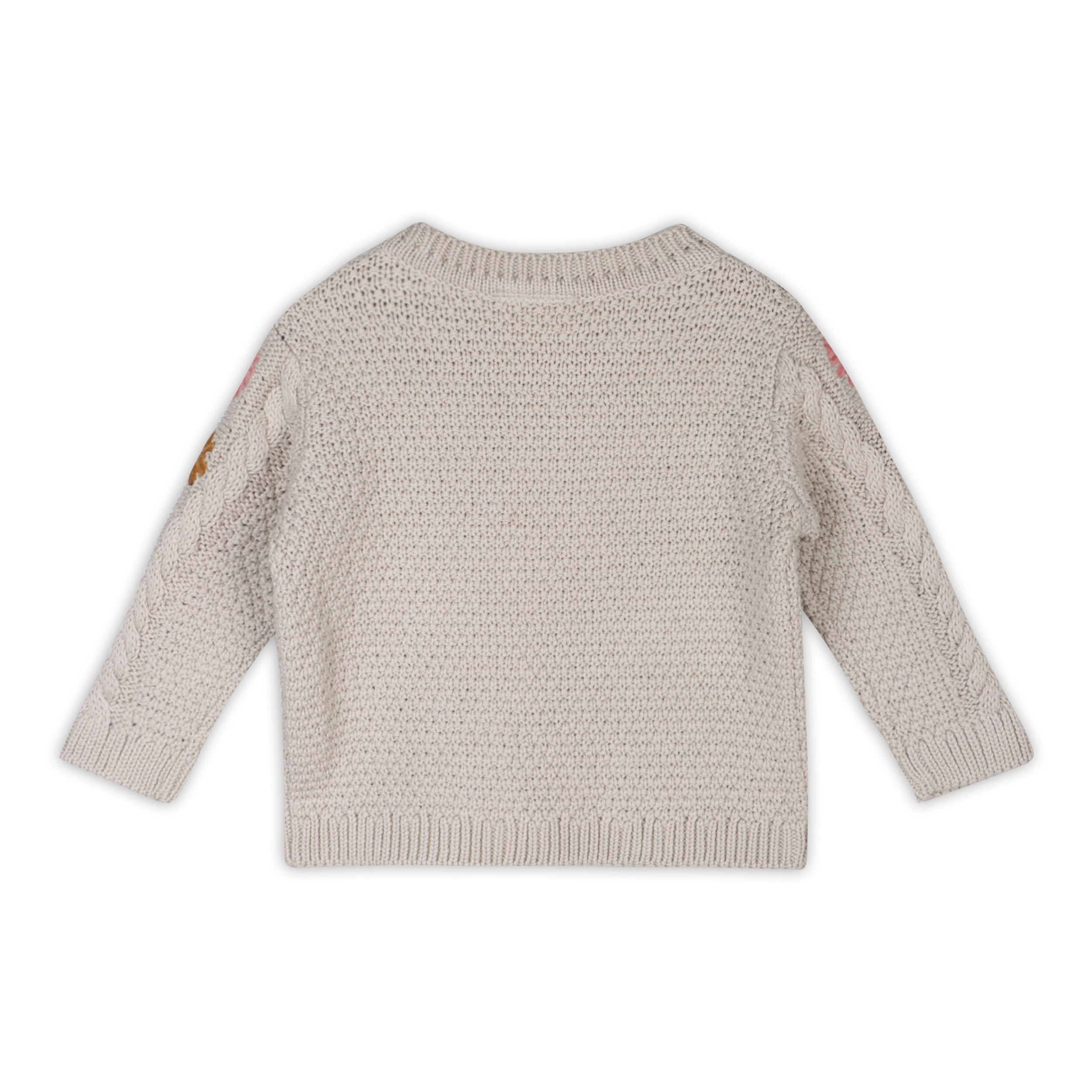 Floral Embroidered Chunky Knit Baby Pullover Sweater (Organic Cotton)