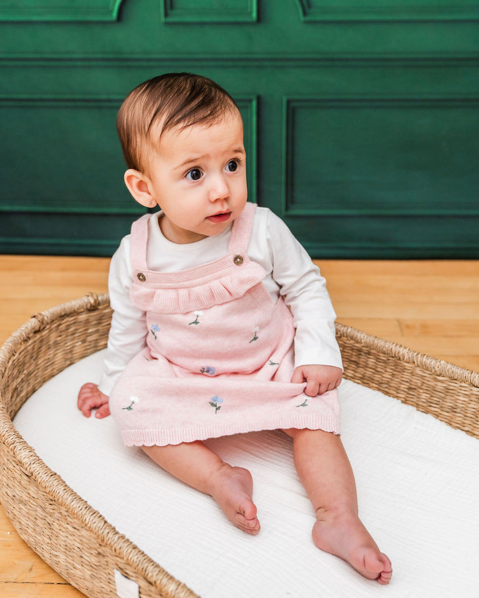 Floral Bouquet Embroidered Tunic Baby Knit Dress Set (Organic) Floral Bouquet Embroidered Tunic Baby Knit Dress Set (Organic)