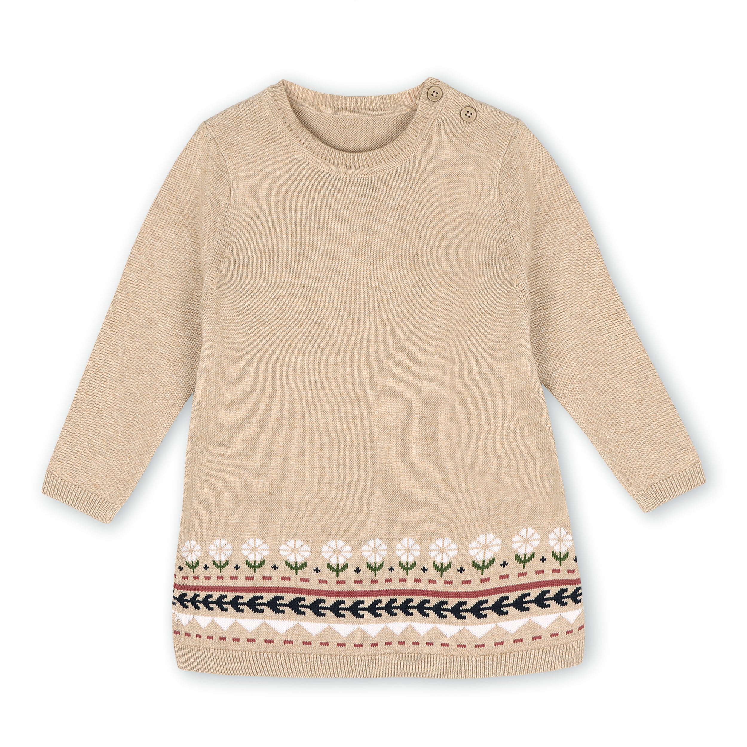 Fair Isle Baby Girl Sweater Knit Dress (Organic Cotton)