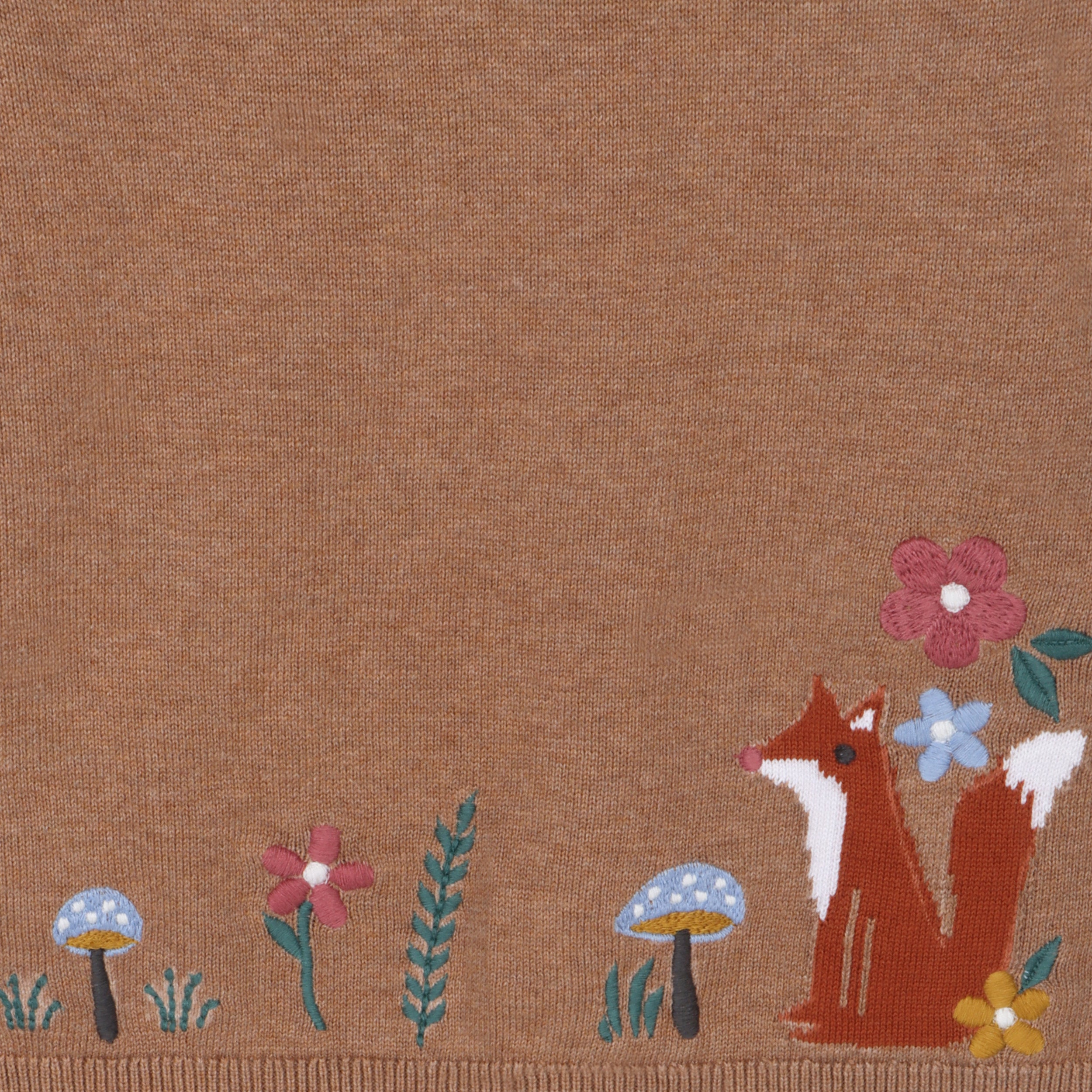 Woodland Squirrel Ruffle Baby Girl Sweater Dress (Organic Cotton)