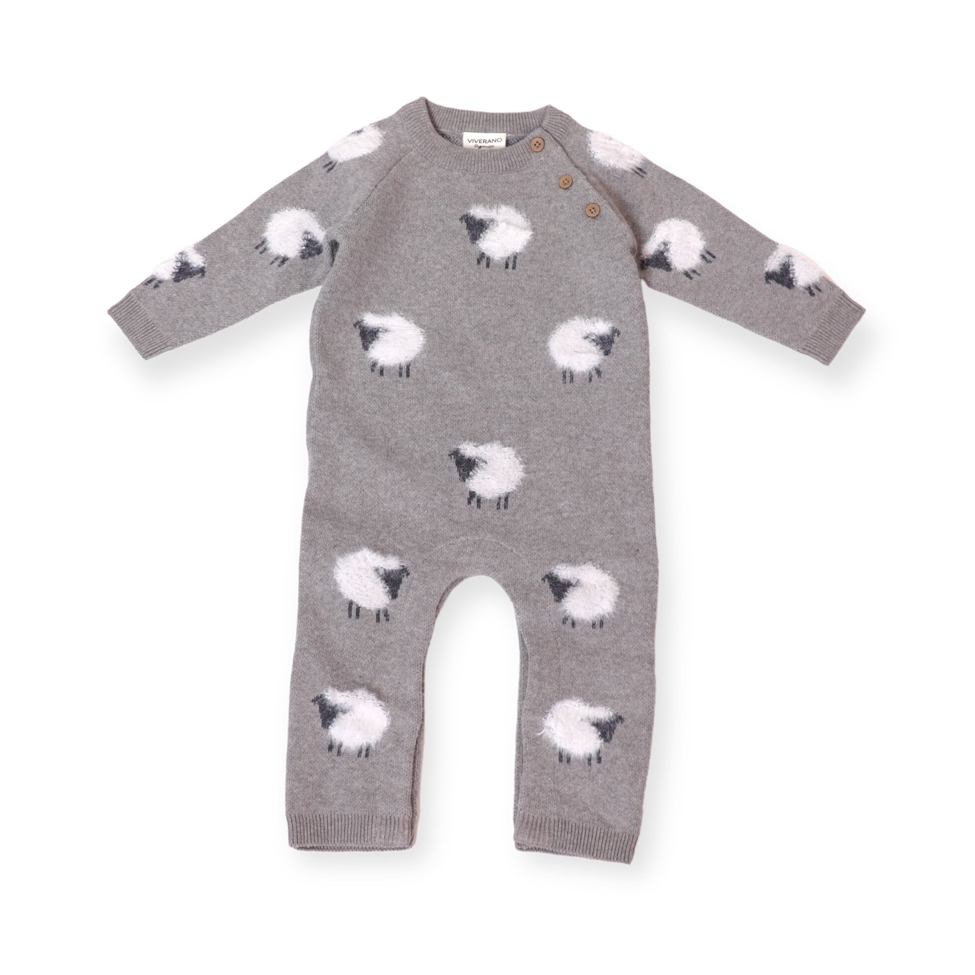 Furry Sheep 3D Jacquard Sweater Knit Baby Jumpsuit (Organic Cotton)