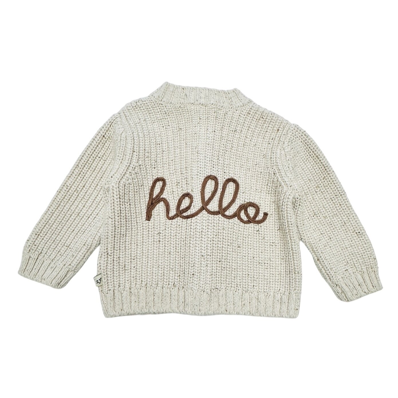 HELLO Wordy Chunky Knit Baby Cardigan Sweater (Organic Cotton)