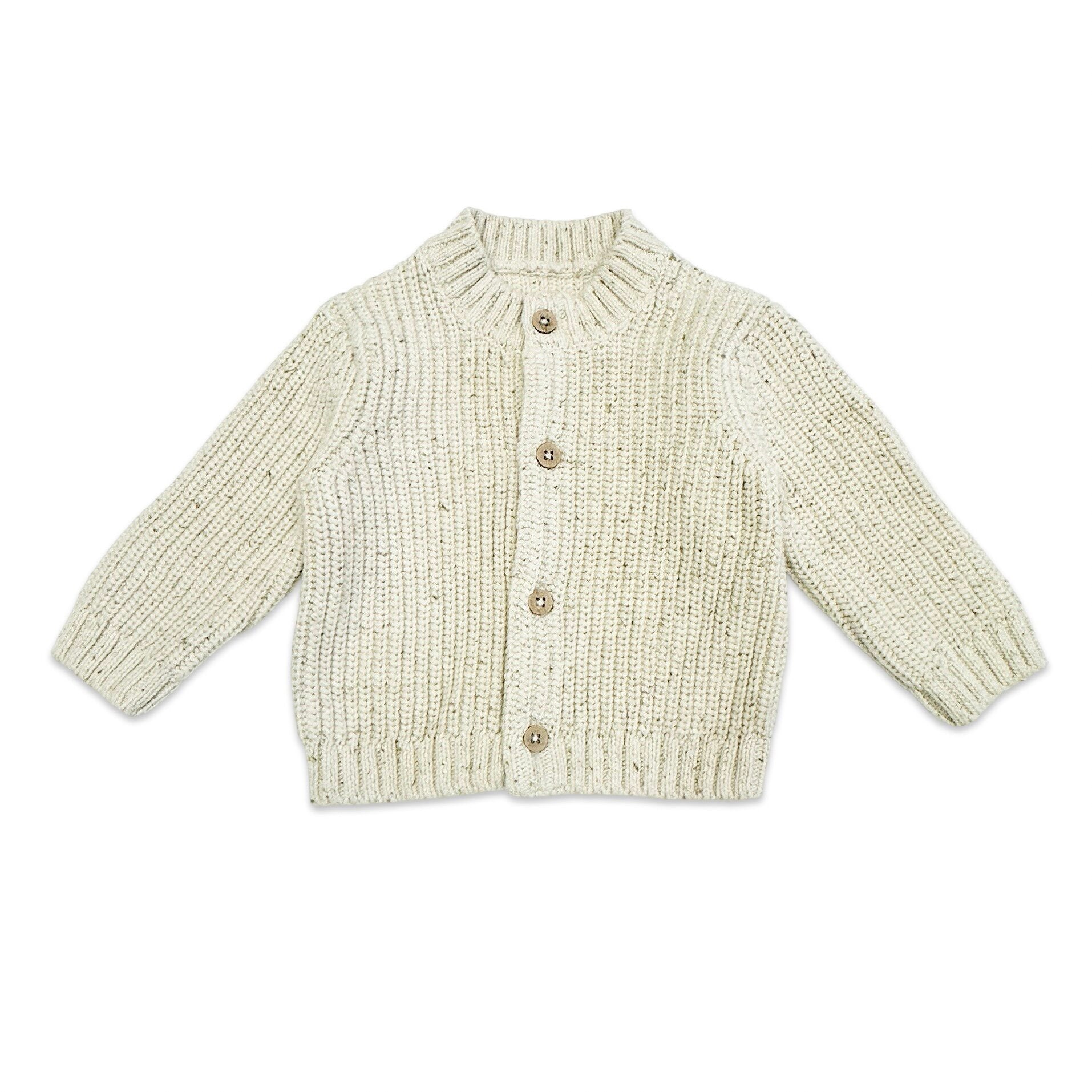 HELLO Wordy Chunky Knit Baby Cardigan Sweater (Organic Cotton)