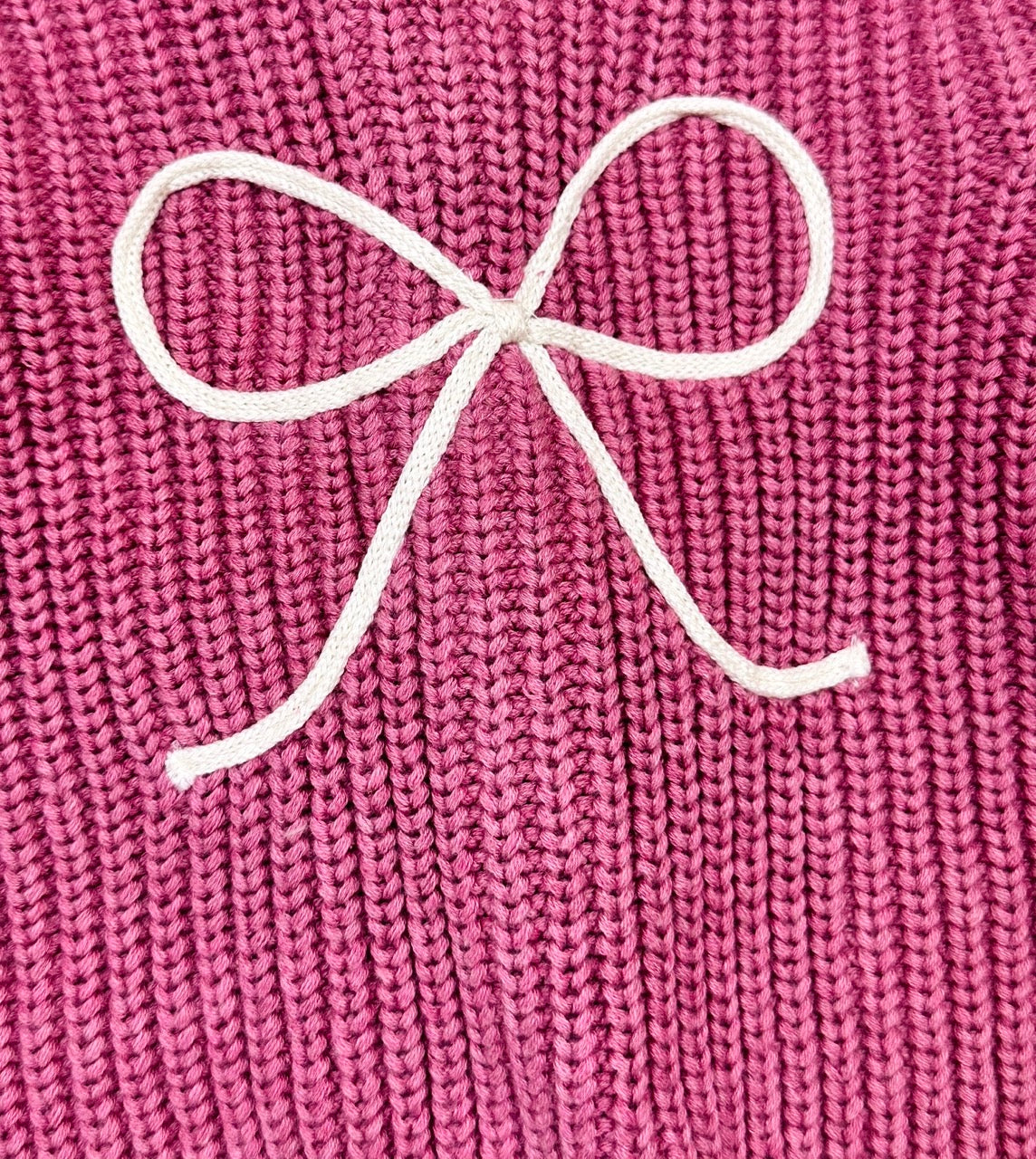 Bow Embroidery Chunky Knit Slouchy Baby Cardigan Sweater (Organic Cotton)