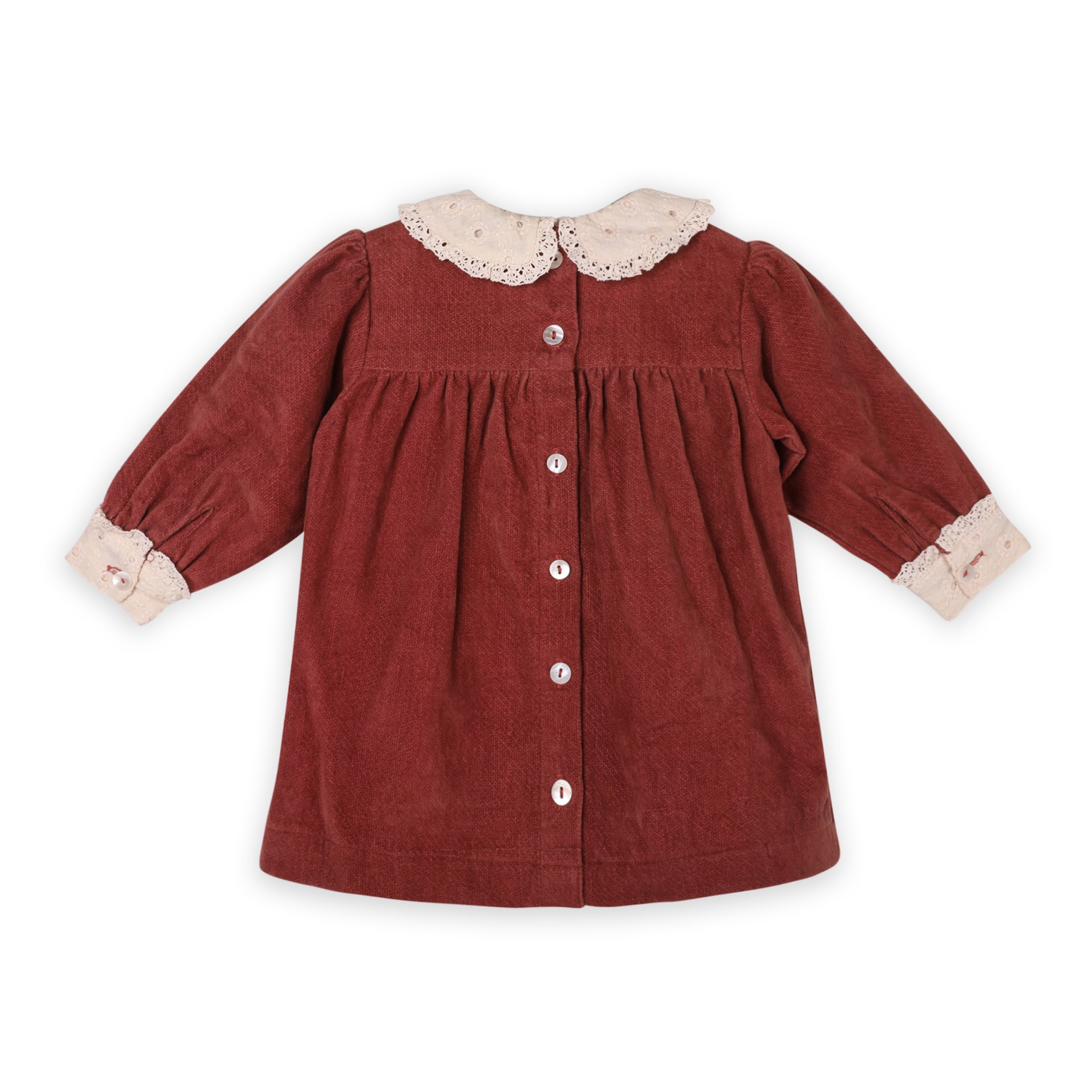 Lace Collar Velvet Baby Girl Dress & Fancy Bloomer Set (Organic)