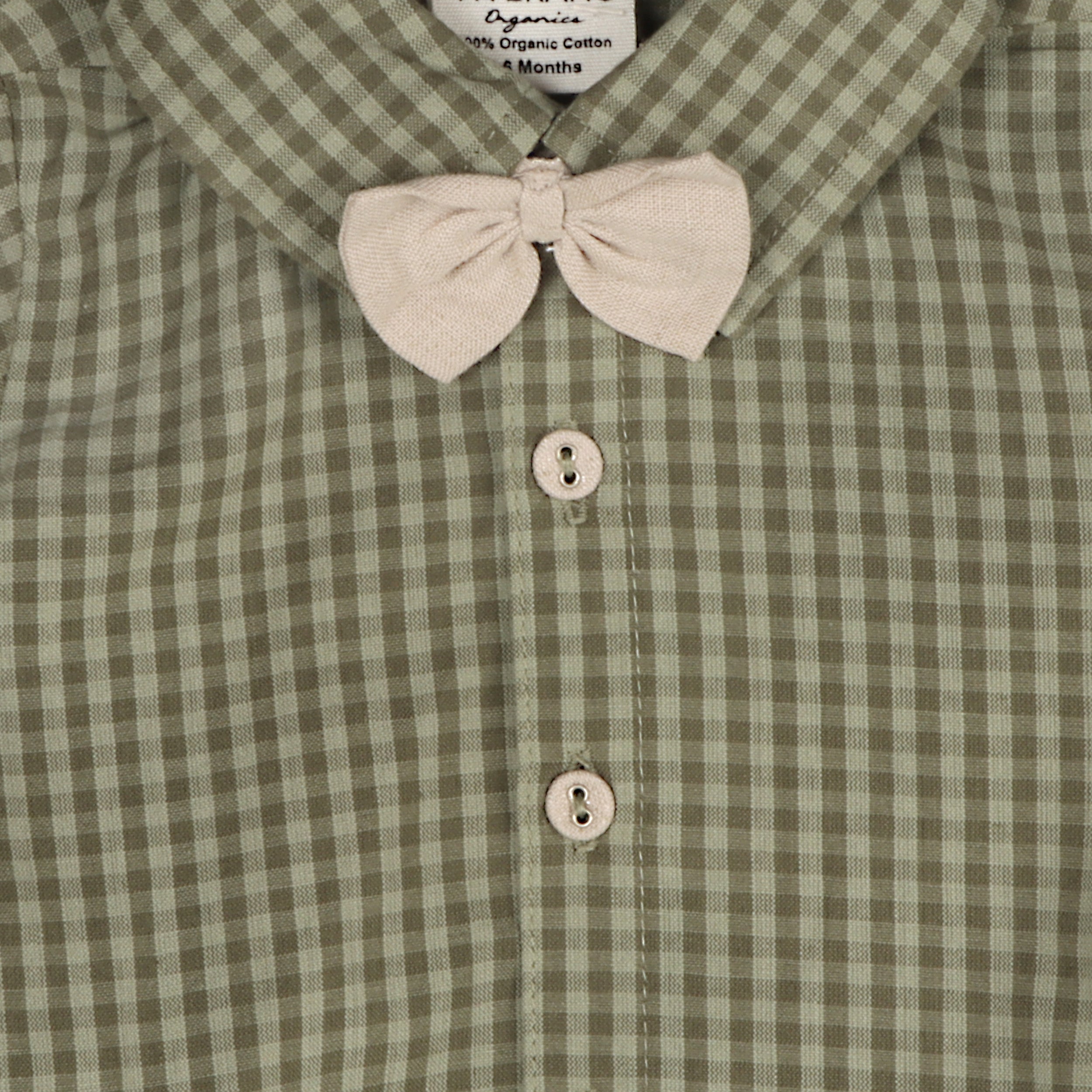 Gingham Bow Tie Shirt & Linen Pant Set (Linen Blend)
