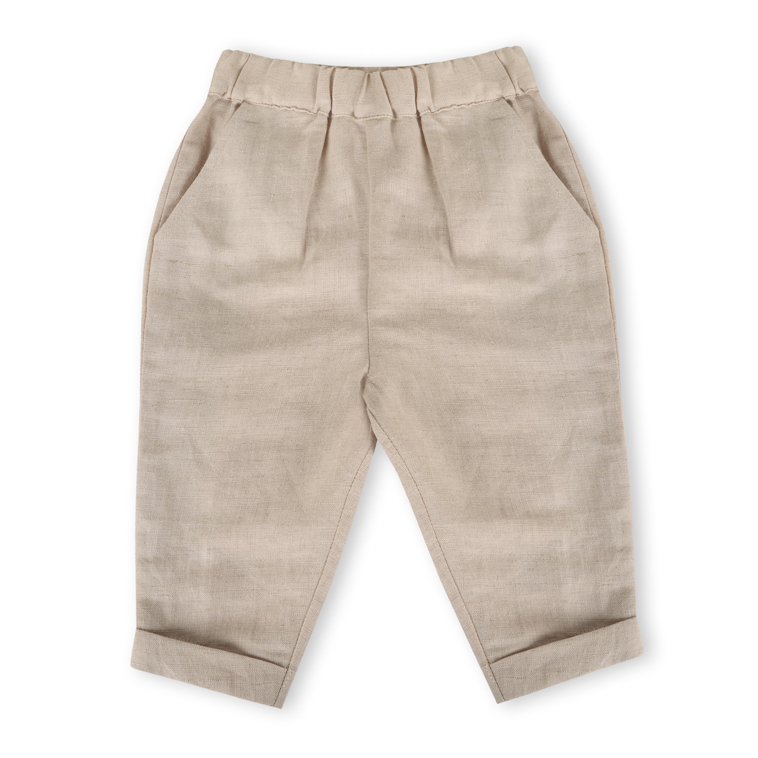 Gingham Bow Tie Shirt & Linen Pant Set (Linen Blend)