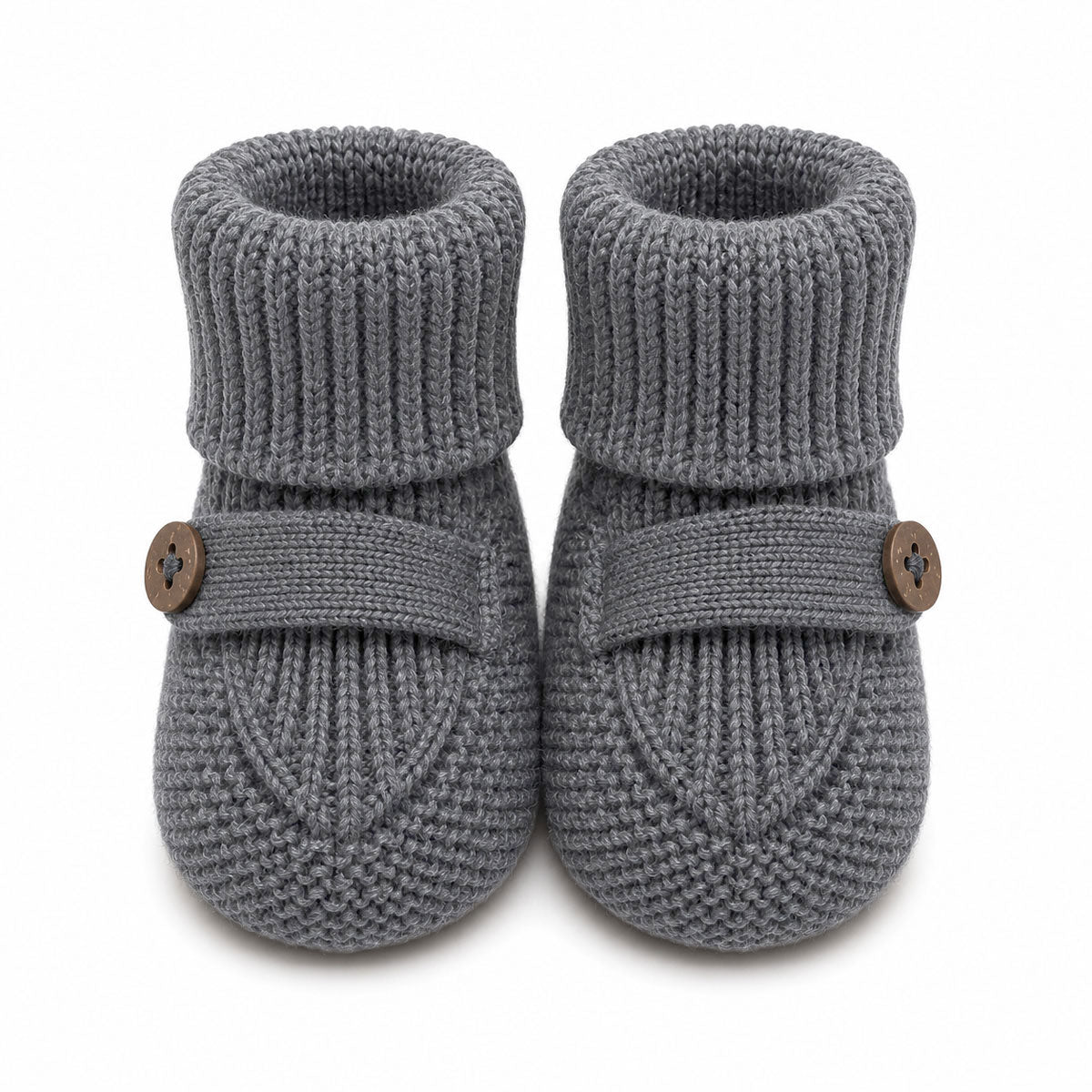 Milan Heather Knit Newborn Baby Booties, Charcoal Heather