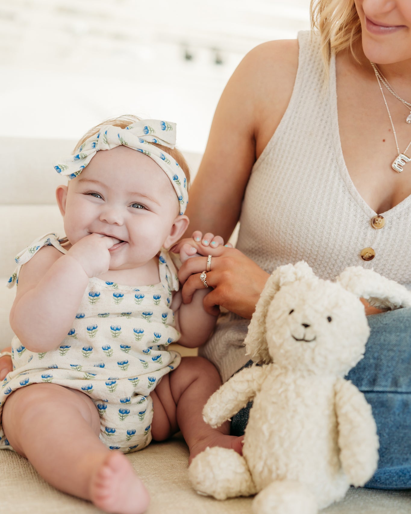 Jaipur Linen Blend Bubble Baby Romper + Headband (Linen Blend)