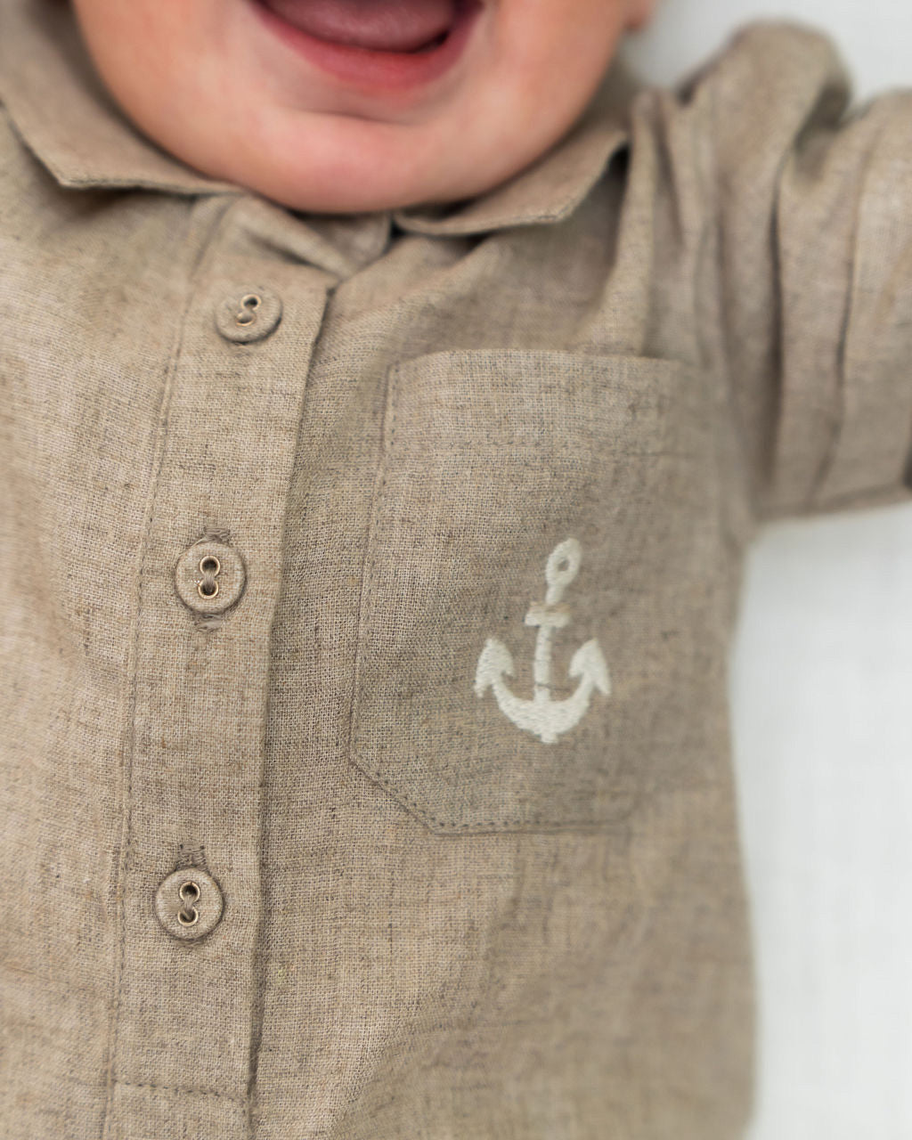 Riley Anchor Baby Romper (Linen Blend)
