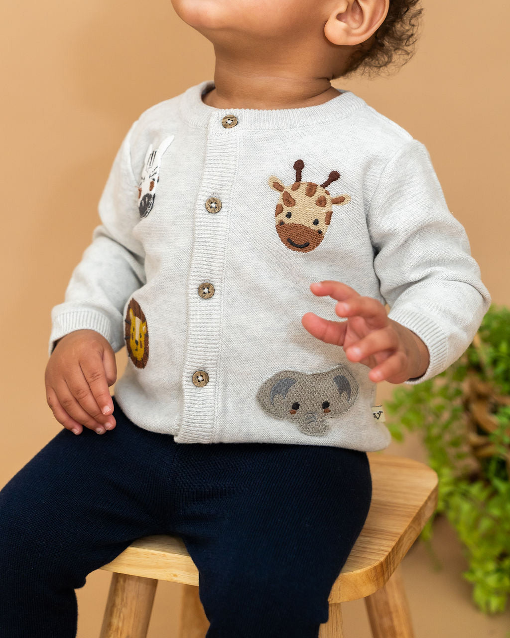 Animal Friends Embroidered Baby Cardigan Sweater (Organic Cotton)