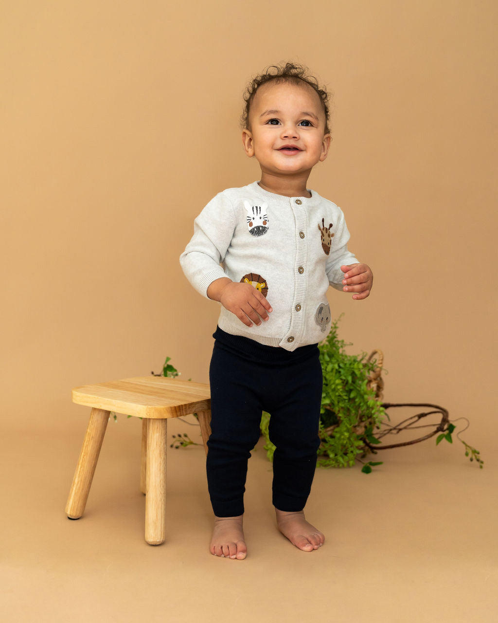 Animal Friends Embroidered Baby Cardigan Sweater (Organic Cotton)