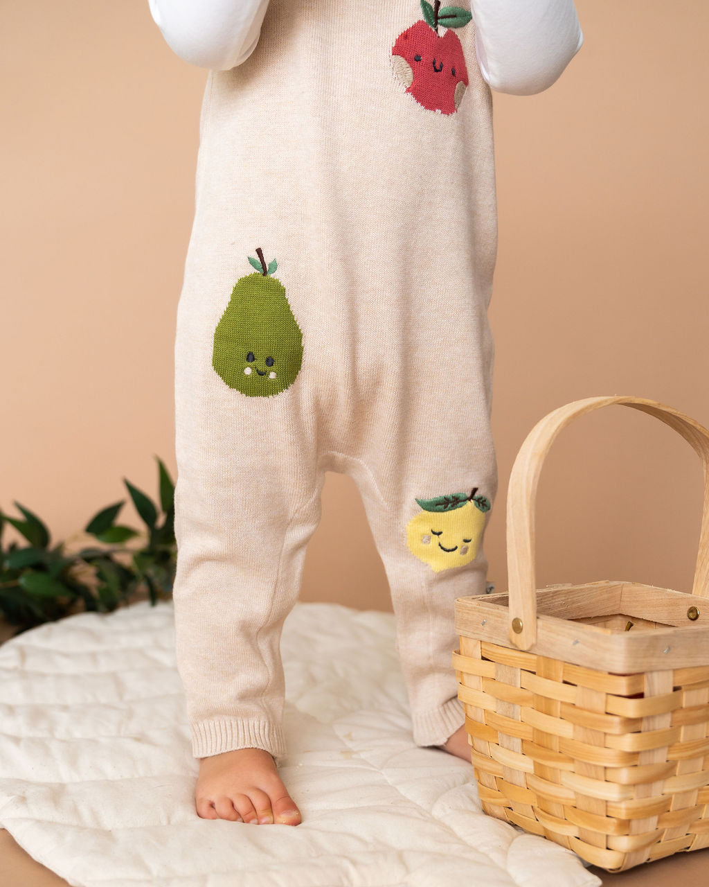 Happy Fruits Embroidered Baby Overall Set (Organic Cotton) - Model