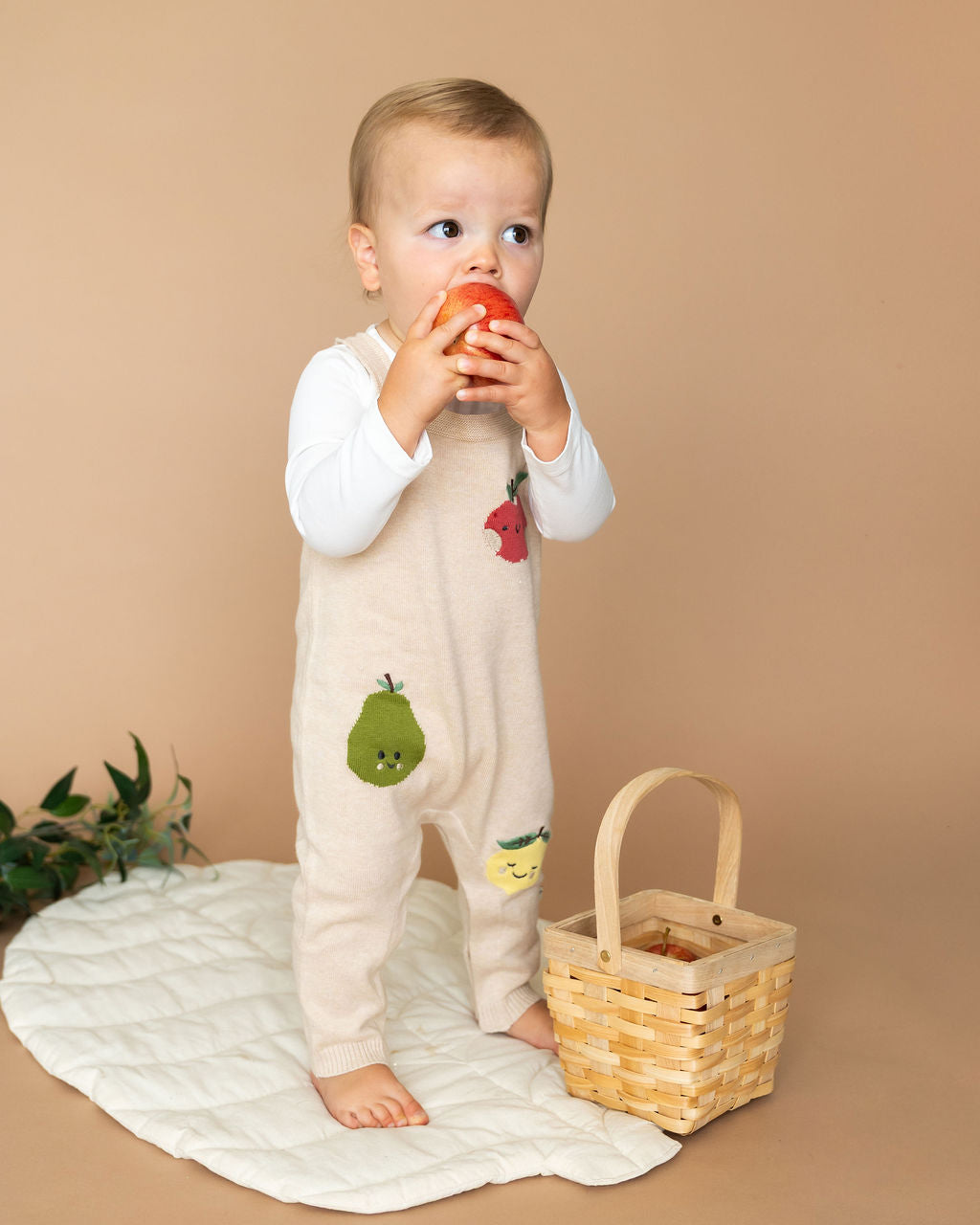 Happy Fruits Embroidered Baby Overall Set (Organic Cotton) - Model