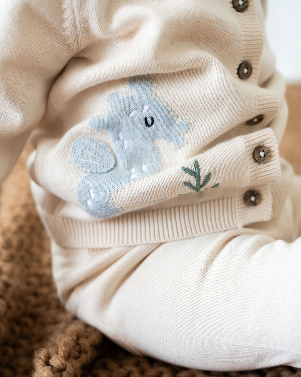 Ocean Friends Jacquard Knit Baby Cardigan Sweater (Organic Cotton)