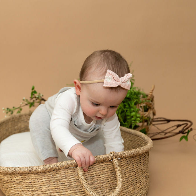 Bunny Floral Embroidered Sweater Knit Baby Overall SET (Organic Cotton)