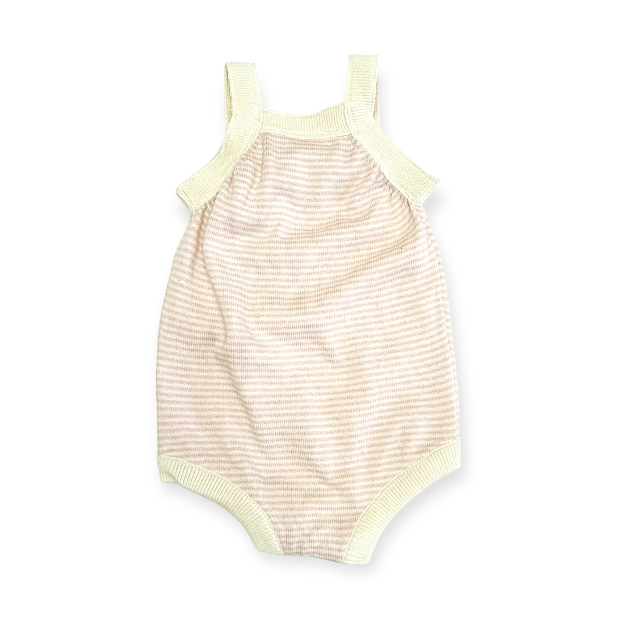 Strawberry Embroidered Knit Baby Ruffle Romper Back (Organic Cotton)
