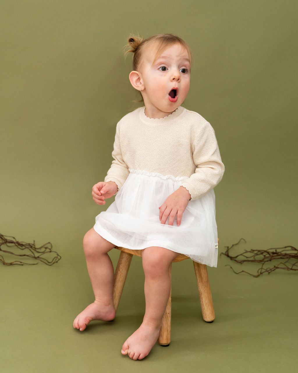 Pearl Knit Classic Sweater Top & Tutu Baby Dress (Organic Cotton)