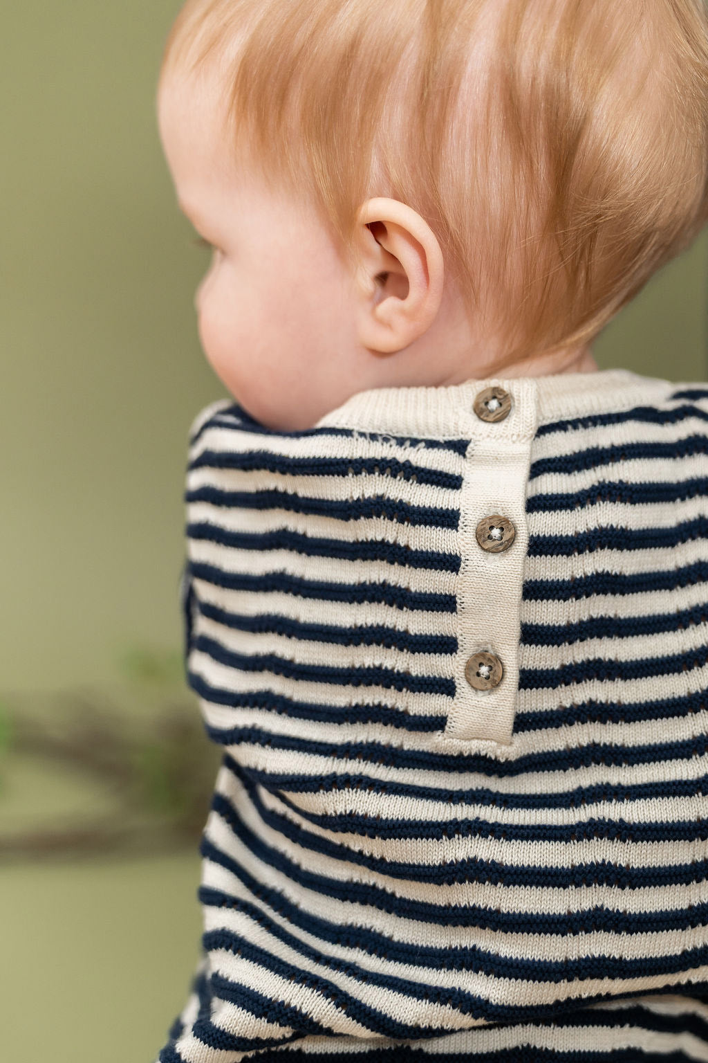 Pointelle & Navy Stripe Knit Tunic Dress & Bloomer Set (Organic Cotton)