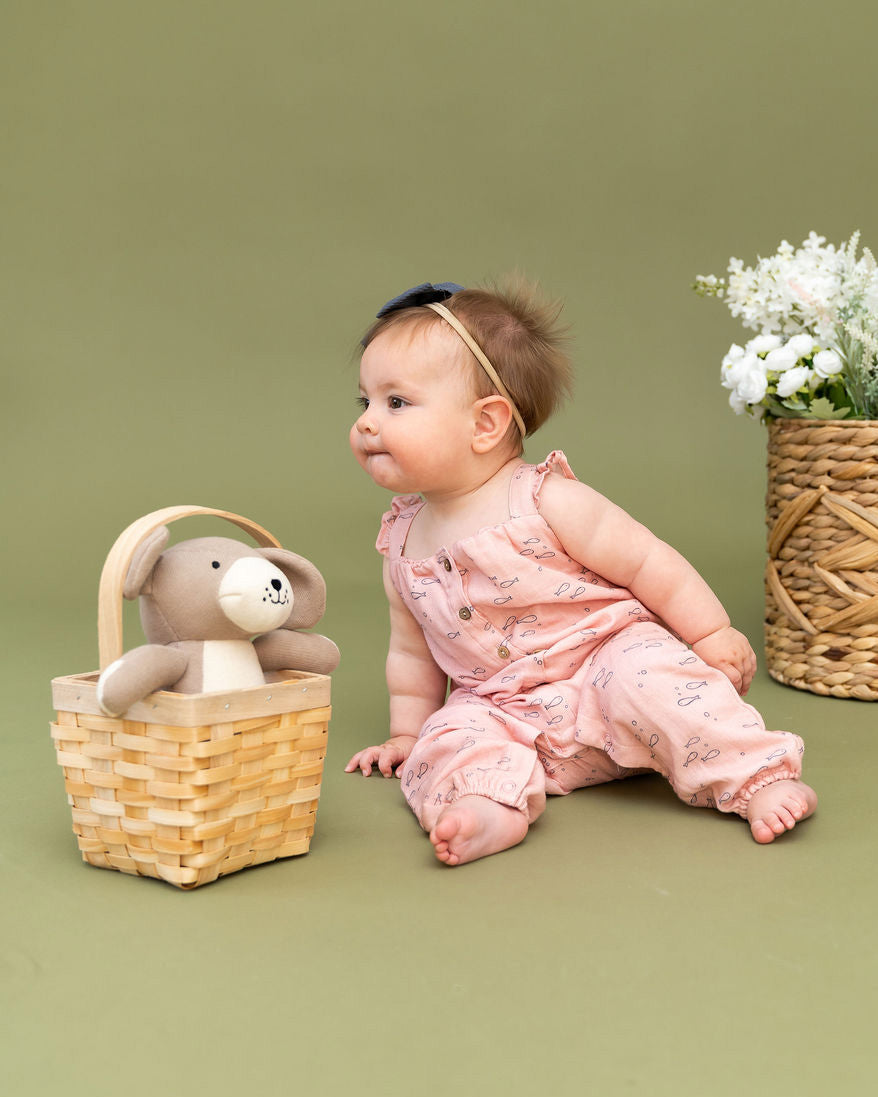 Fishes Sleeveless Baby Ruffle Baby Jumpsuit (Organic Muslin)