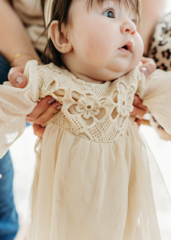 Thalia Crochet Lace Baby Tutu Romper & Headband