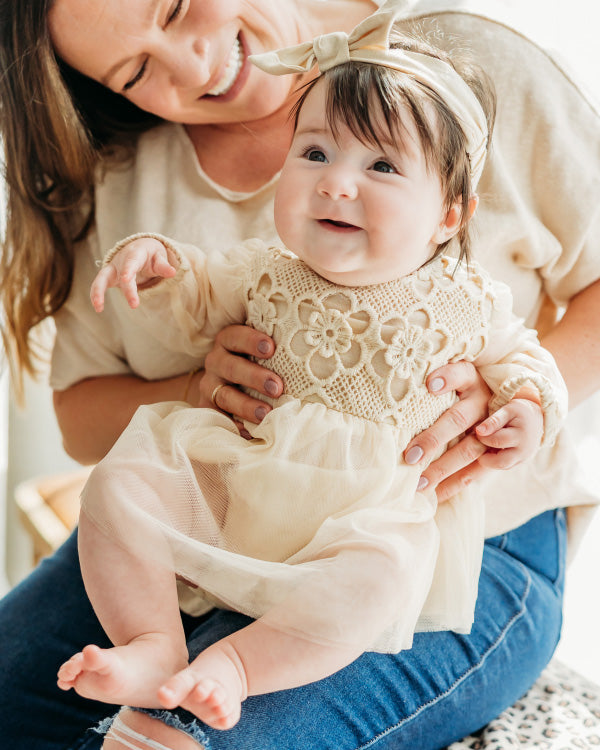 Thalia Crochet Lace Baby Tutu Romper & Headband
