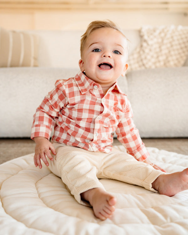 Arden Gingham Baby Shirt & Cord Pant (Organic Cotton)