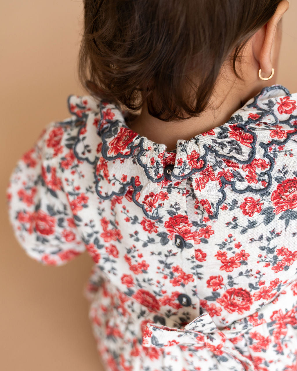 Amour Rose Floral Ruffle Baby Dress & Bloomer (Linen Blend)
