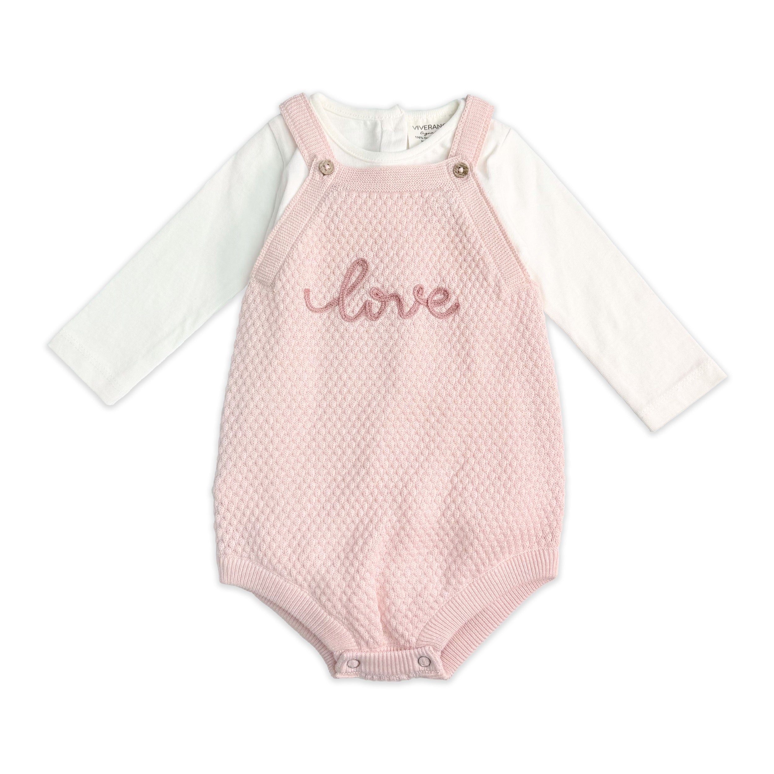 Love Embroidered Sweater Knit Baby Romper & Bodysuit Set (Organic Cotton)