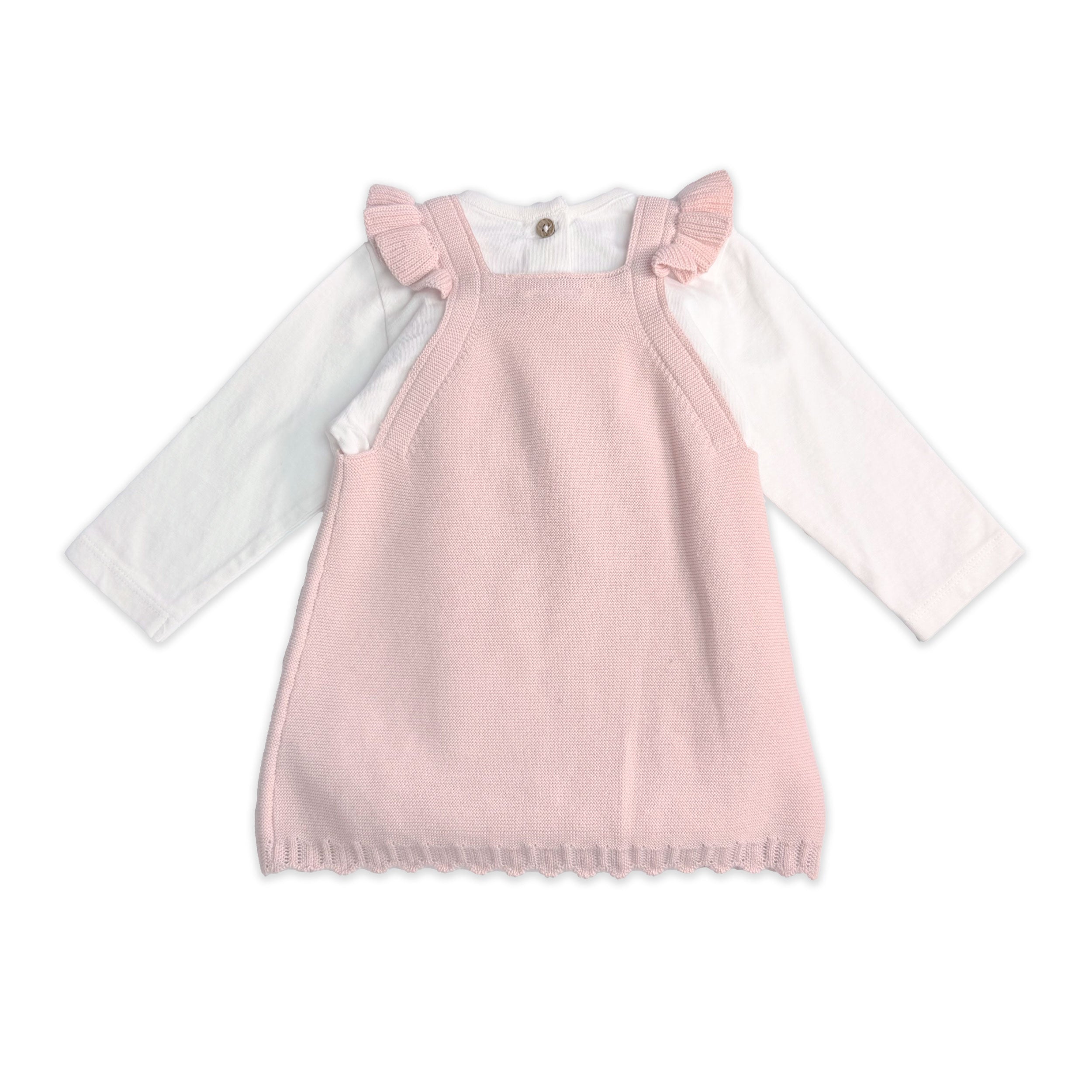 Love Embroidered Sweater Knit Baby Dress & Bodysuit Set (Organic Cotton) - Back Set