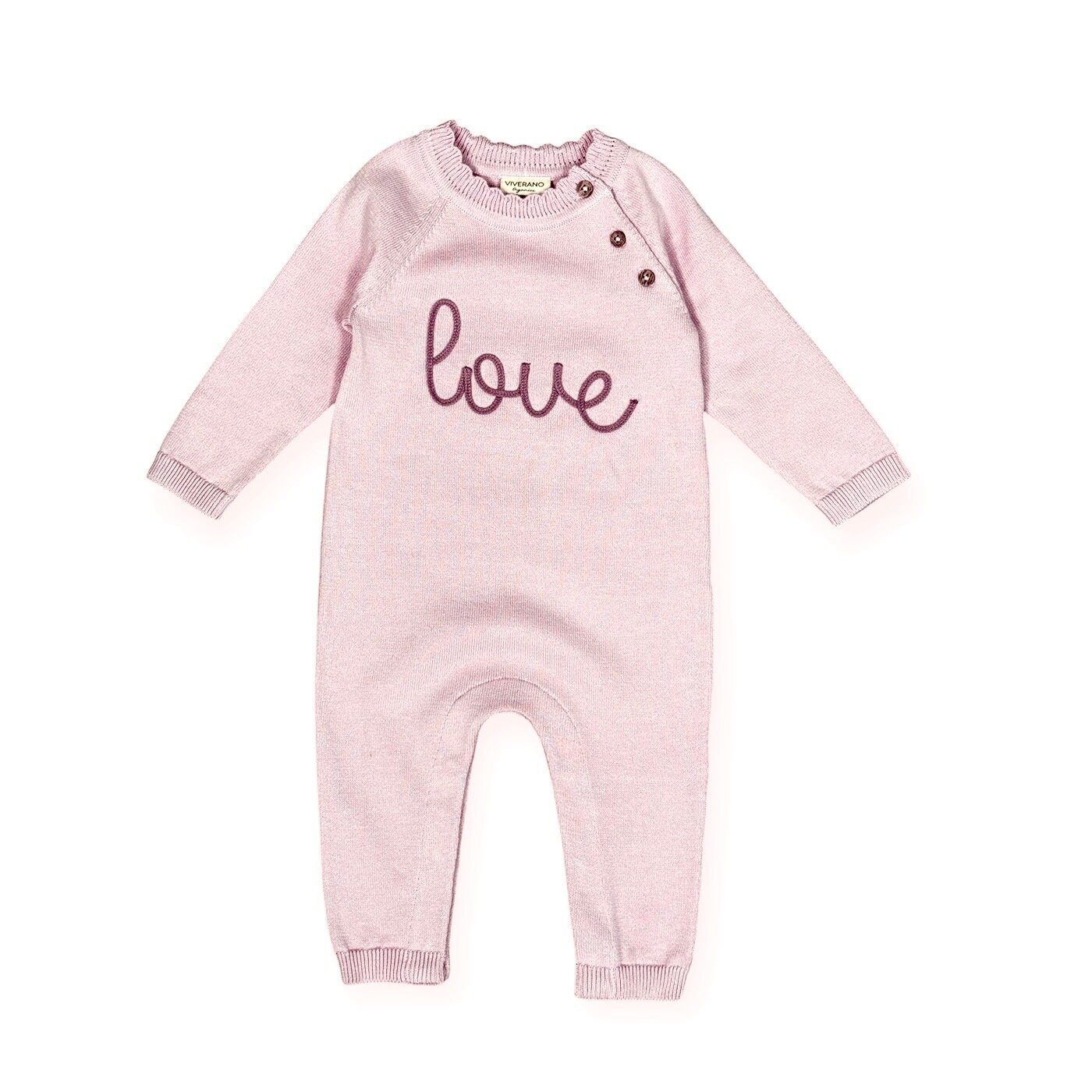 Love Embroidered Sweater Knit Baby Jumpsuit (Organic Cotton)