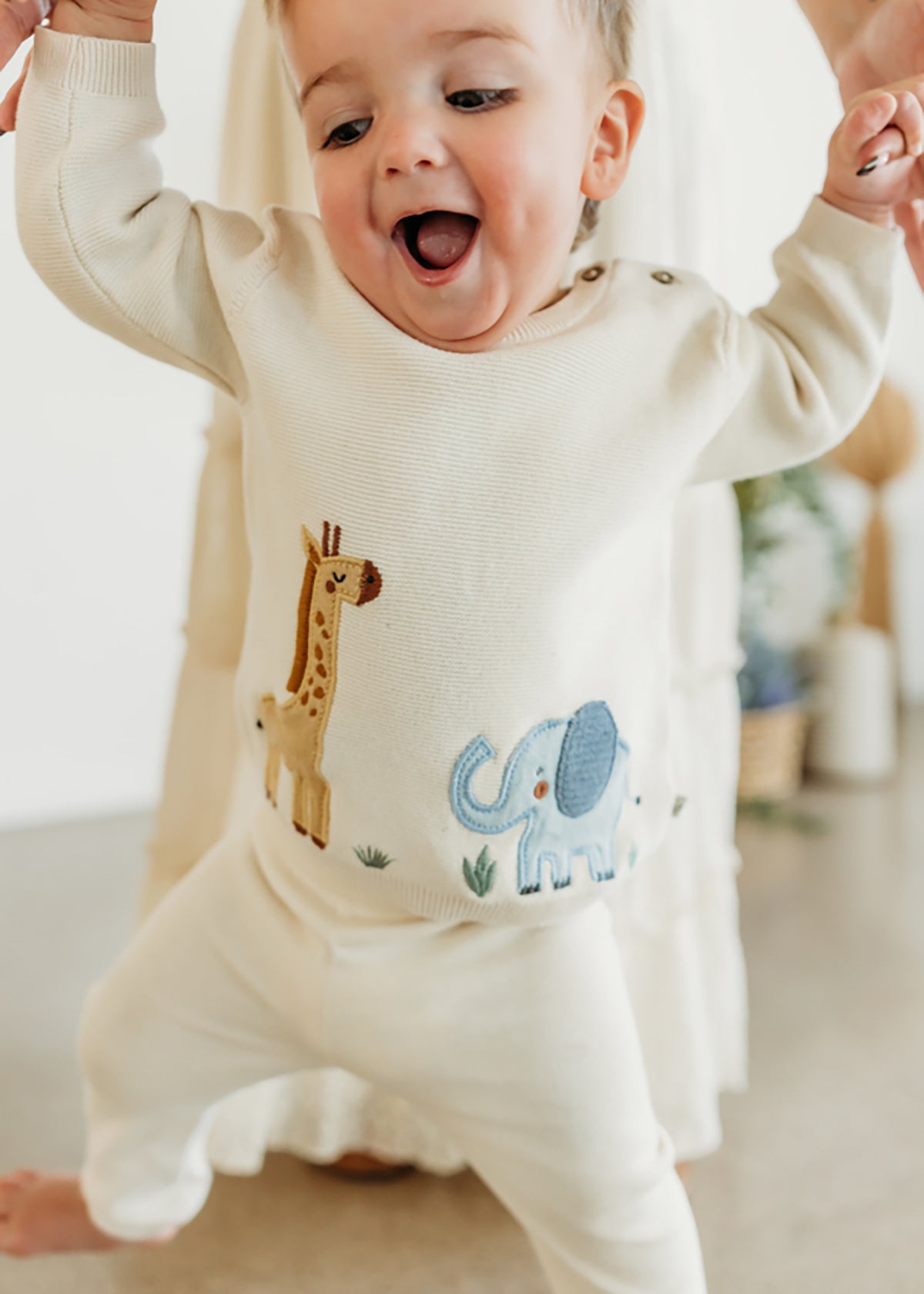 Safari Applique Sweater Knit Baby Pullover (Organic Cotton)