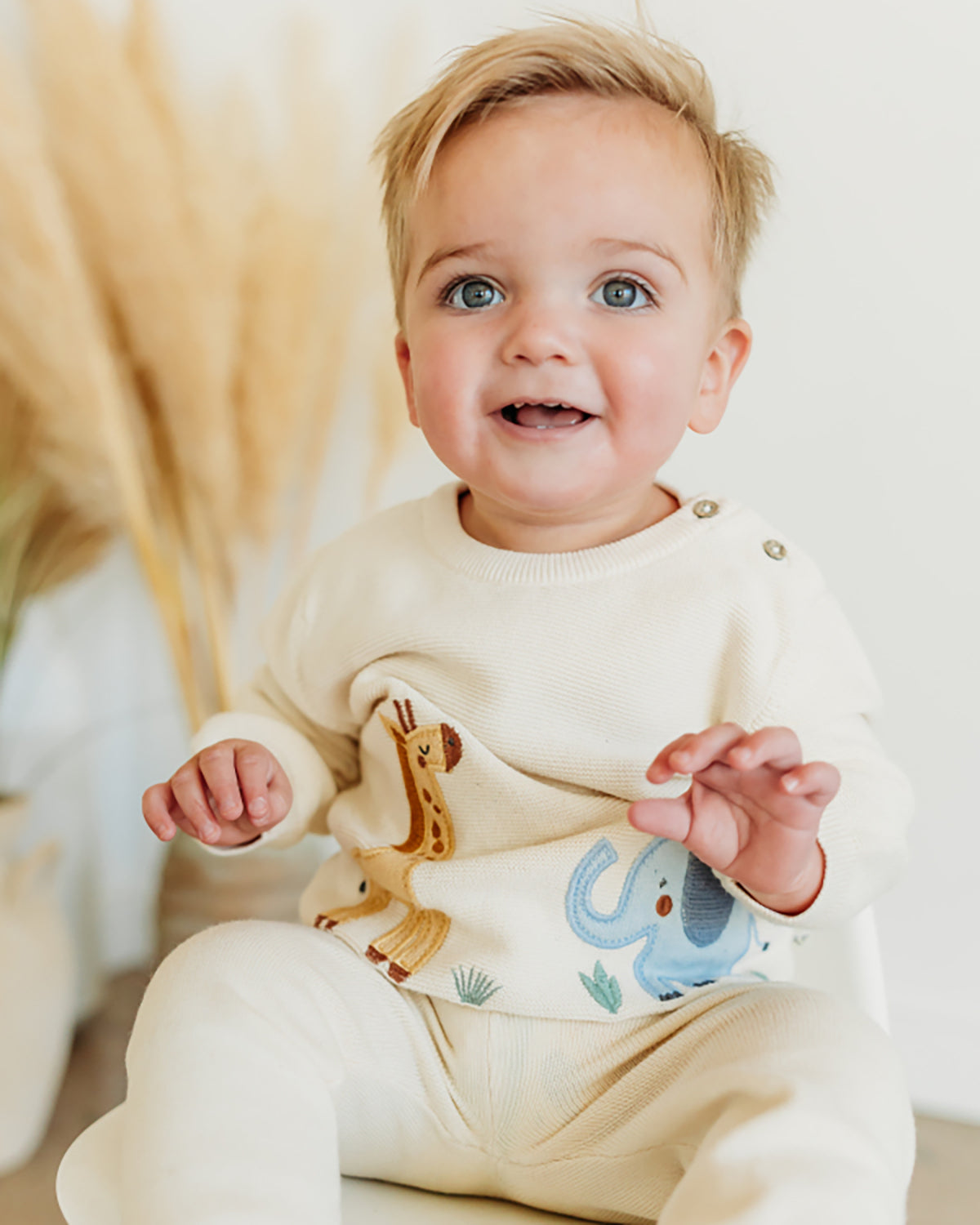 Safari Applique Sweater Knit Baby Pullover (Organic Cotton)
