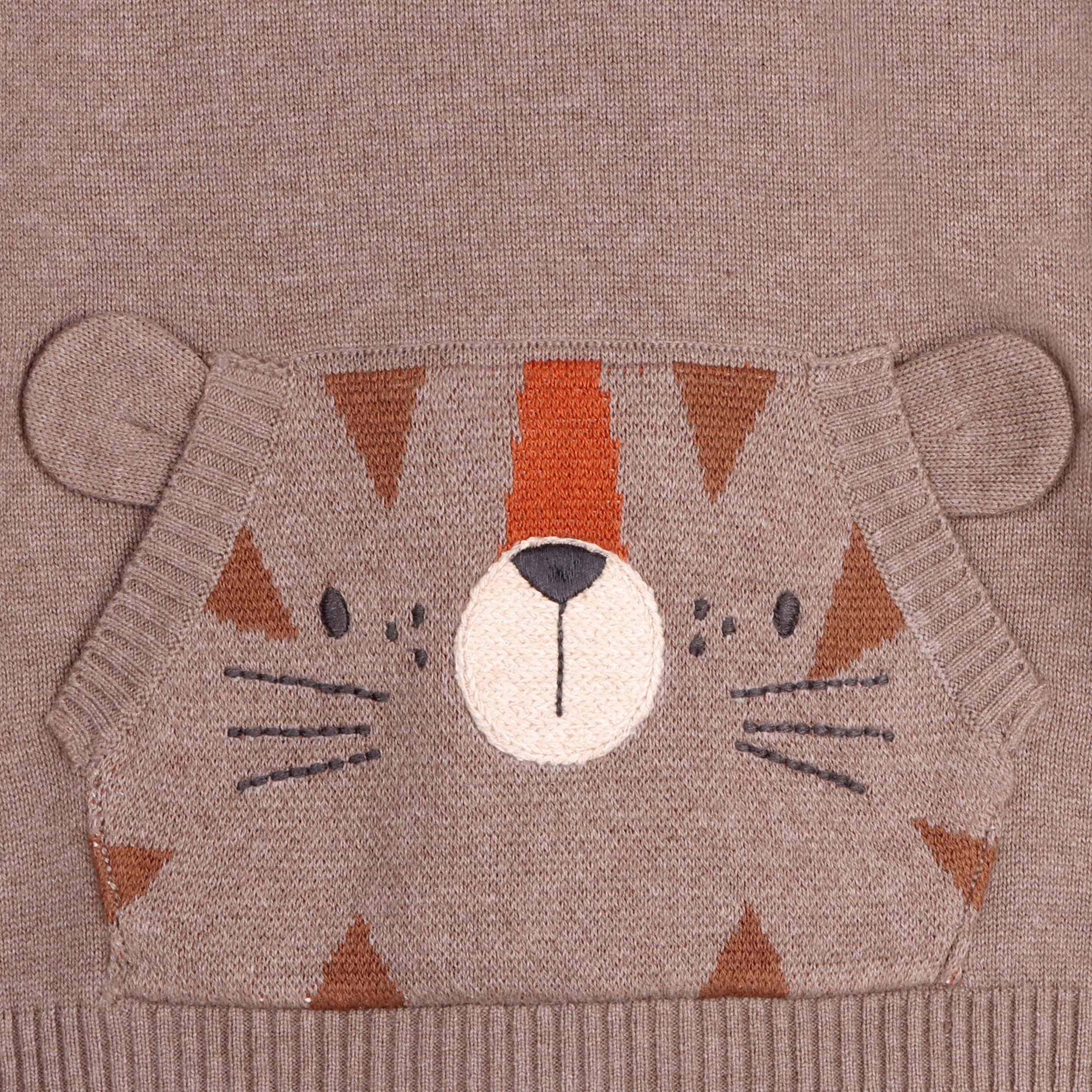 Tiger Kangaroo Pocket Baby Knit Pullover & Pant Set (Organic Cotton)