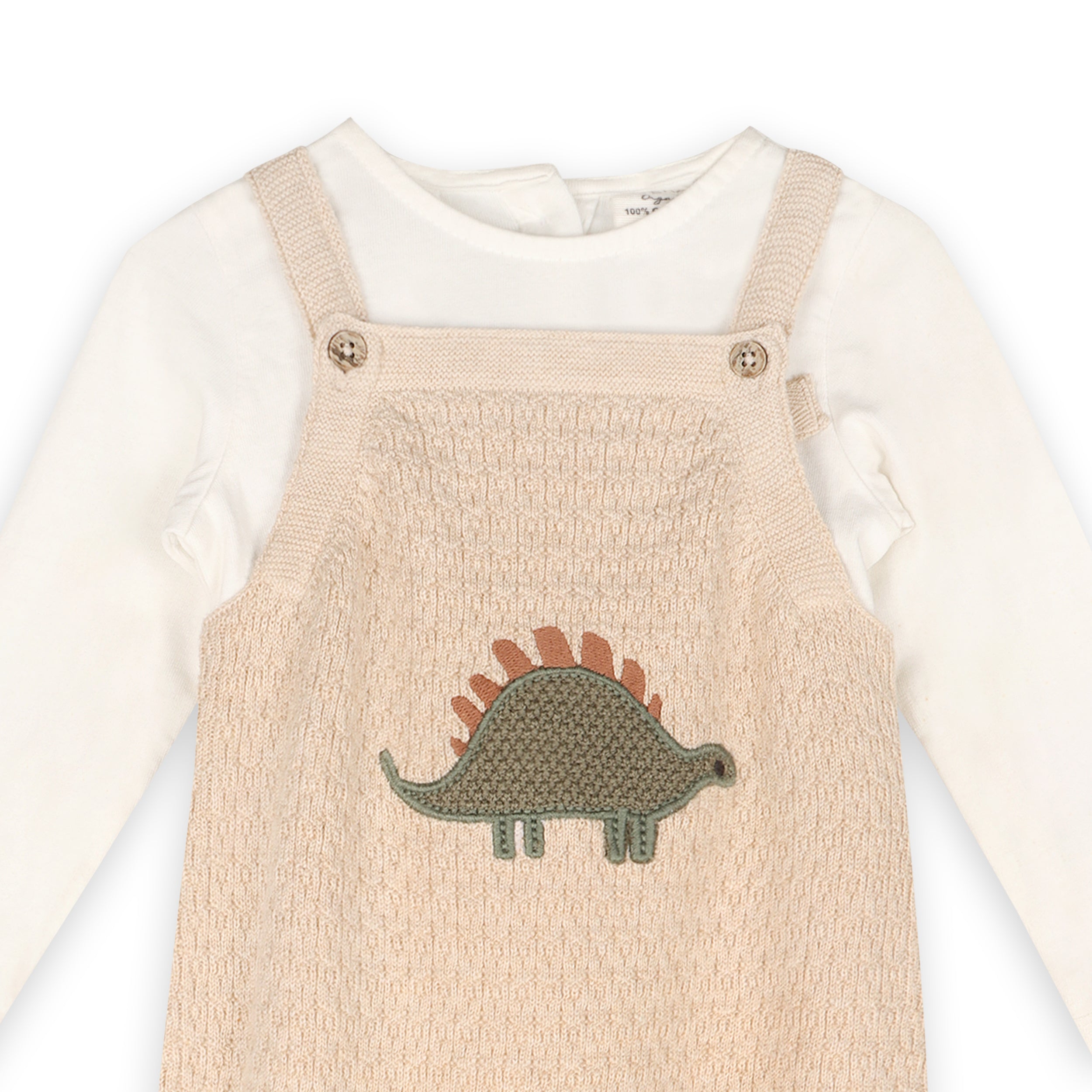 Dino Applique Baby Knit Overall Set (Organic Cotton)